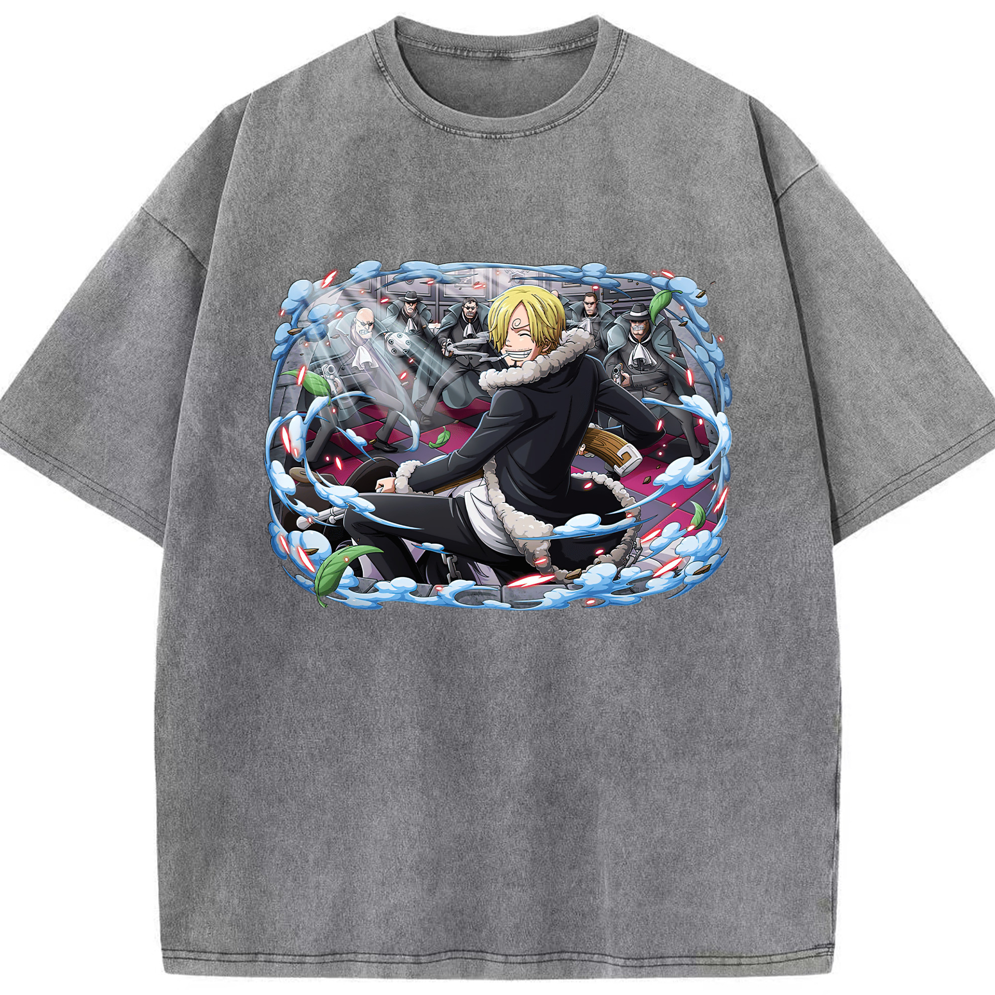 ワンピース サンジ ONE PIECE Sanji 綿100% ヴィンテージ風 半袖Tシャツ（フロントプリント）