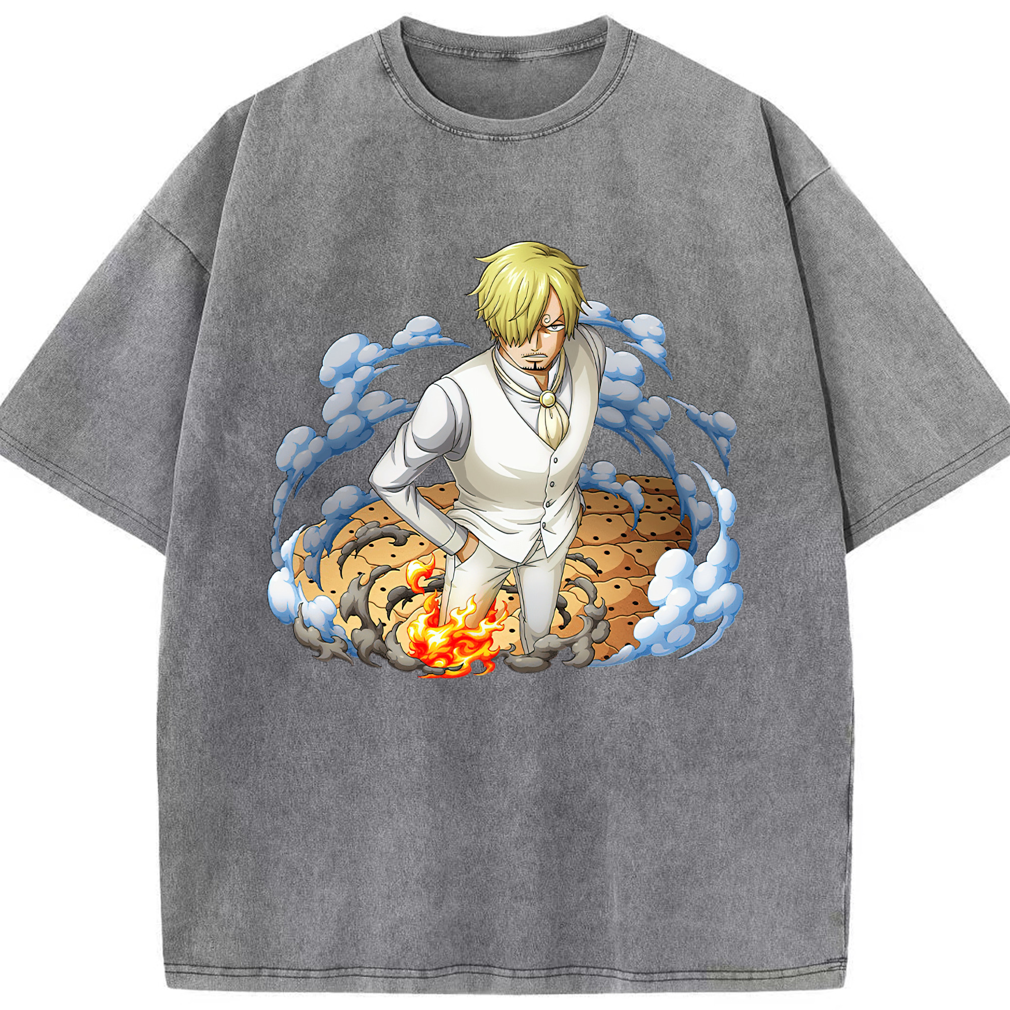 ワンピース サンジ ONE PIECE Sanji 綿100% ヴィンテージ風 半袖Tシャツ（フロントプリント）