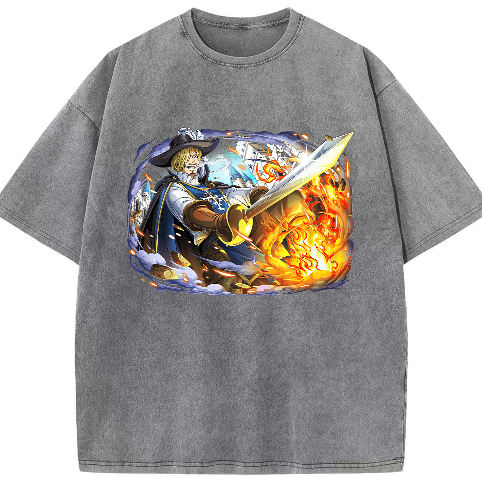 ワンピース サンジ ONE PIECE Sanji 綿100% ヴィンテージ風 半袖Tシャツ（フロントプリント）
