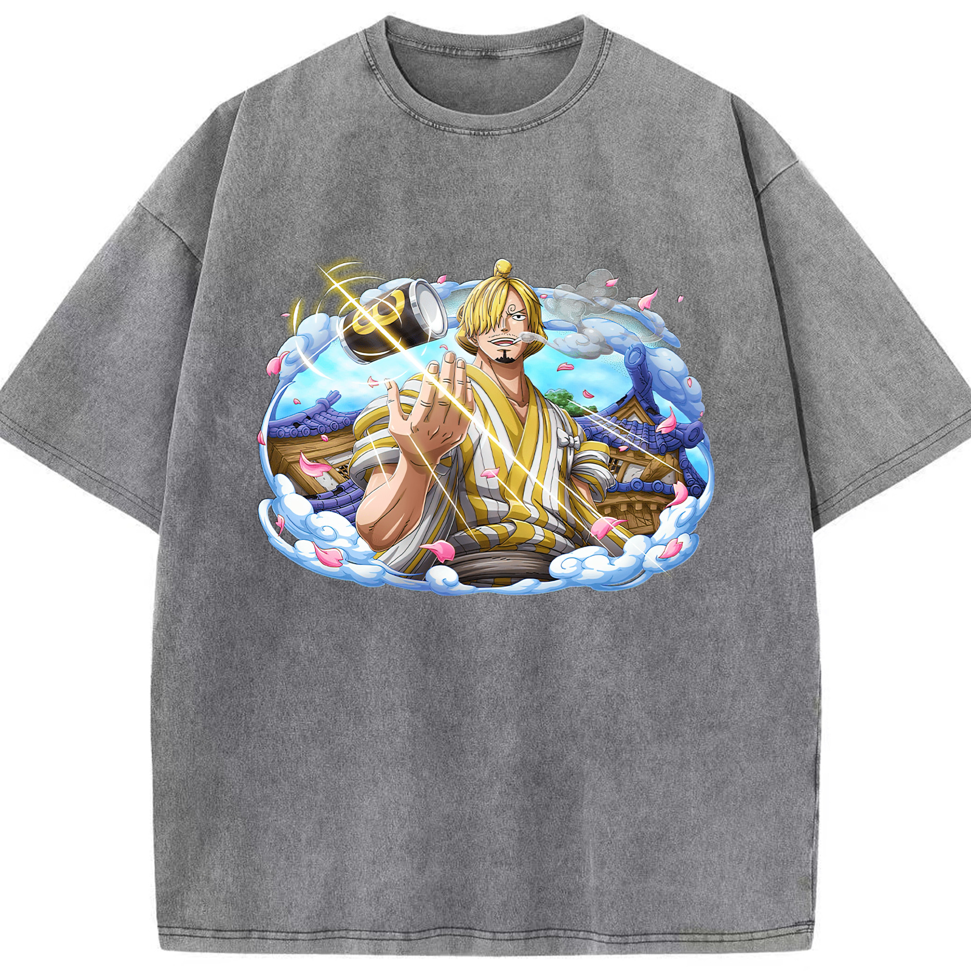 ワンピース サンジ ONE PIECE Sanji 綿100% ヴィンテージ風 半袖Tシャツ（フロントプリント）