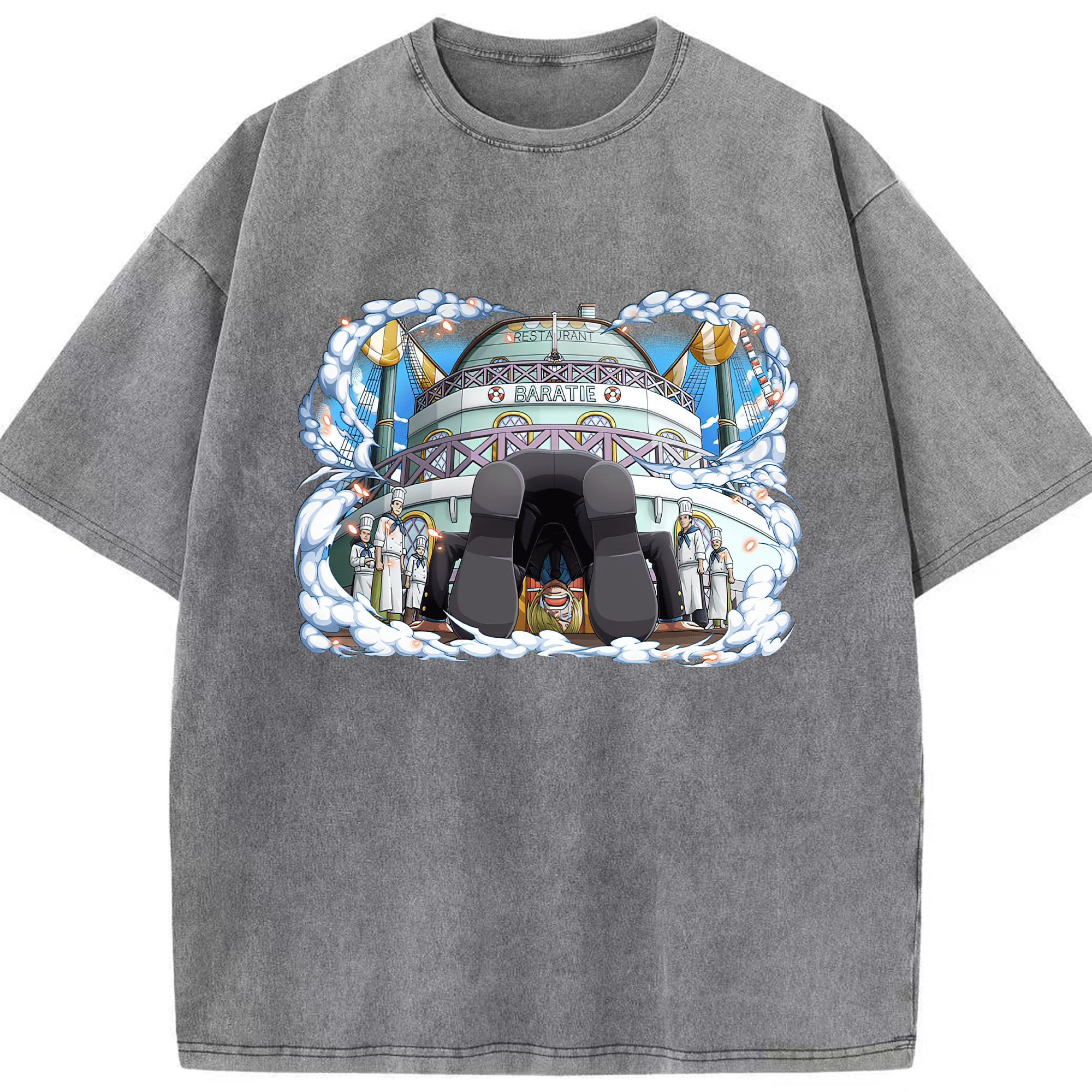 ワンピース サンジ ONE PIECE Sanji 綿100% ヴィンテージ風 半袖Tシャツ（フロントプリント）