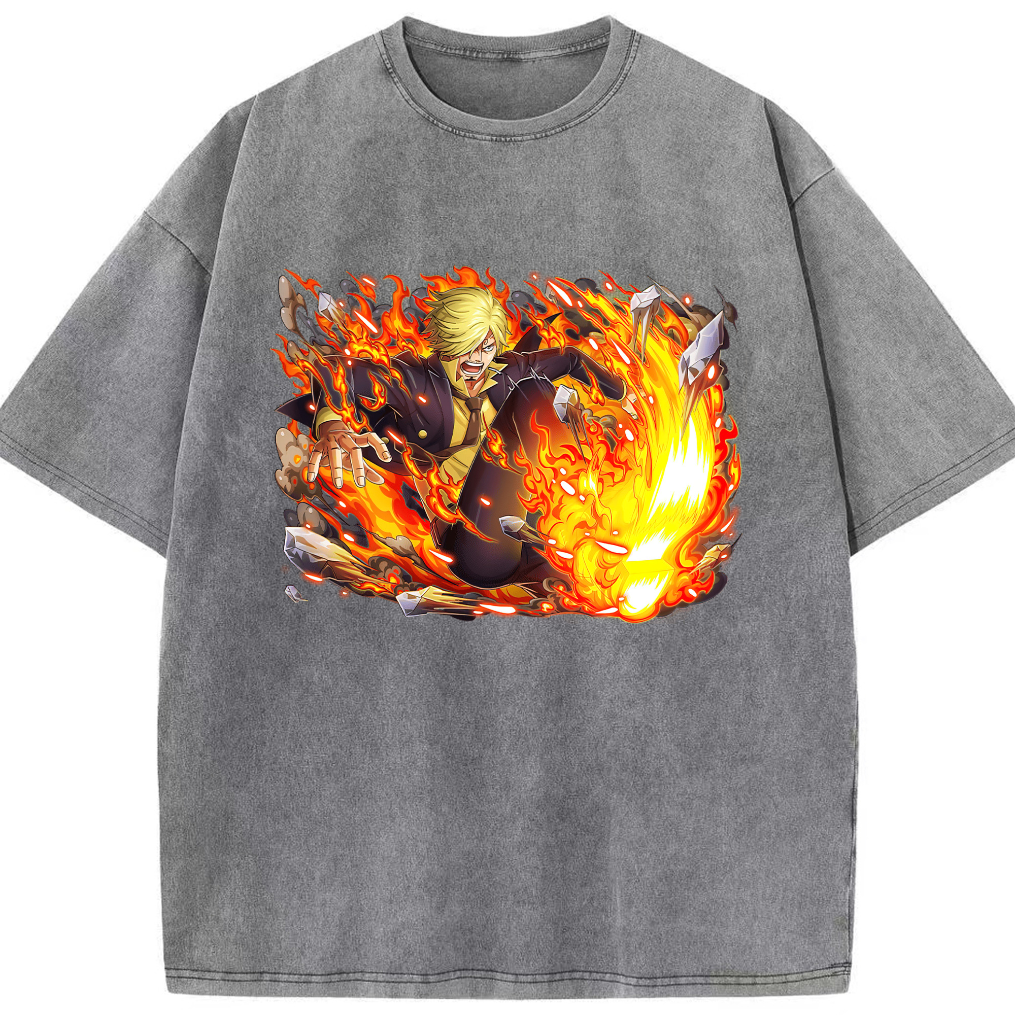 （画像用） ワンピース サンジ ONE PIECE Sanji 綿100% ヴィンテージ風 半袖Tシャツ（フロントプリント）