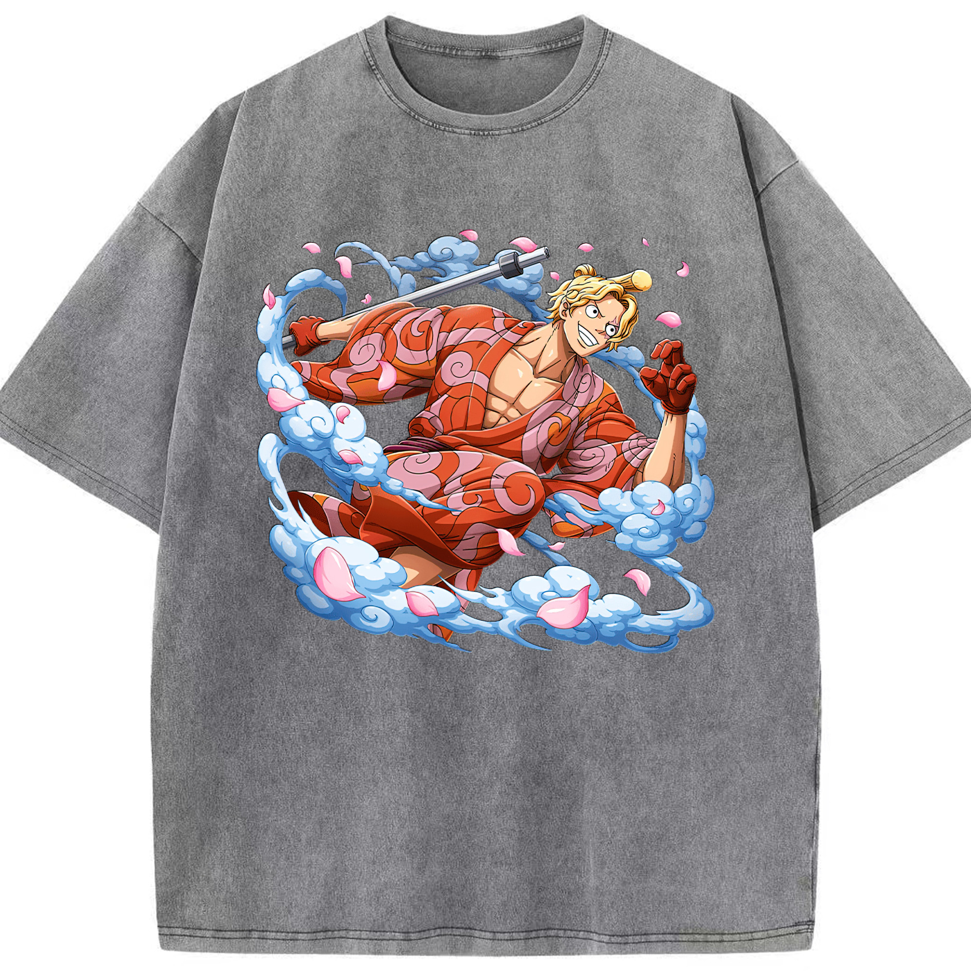 （画像用） ワンピース サンジ ONE PIECE Sanji 綿100% ヴィンテージ風 半袖Tシャツ（フロントプリント）