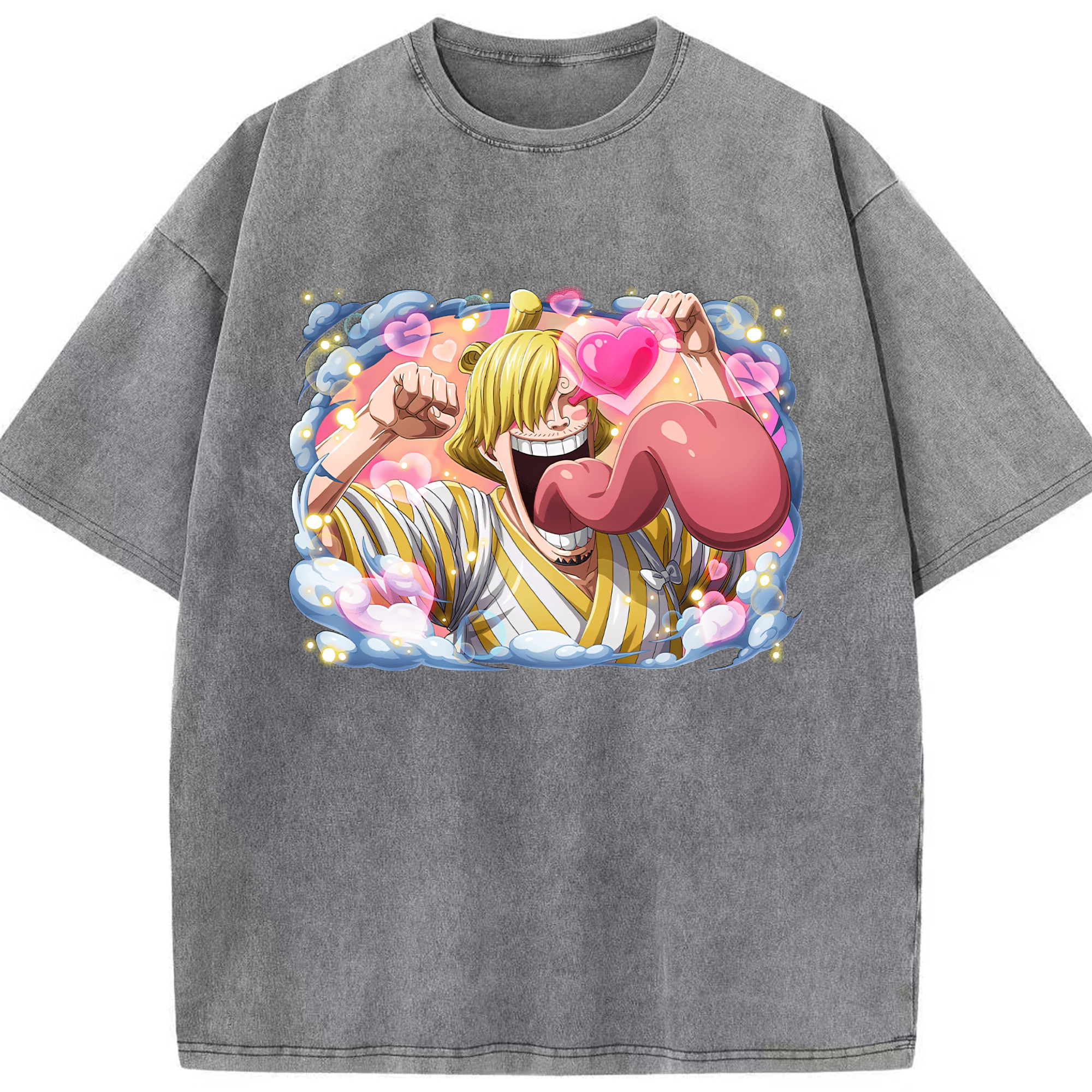 （画像用） ワンピース サンジ ONE PIECE Sanji 綿100% ヴィンテージ風 半袖Tシャツ（フロントプリント）