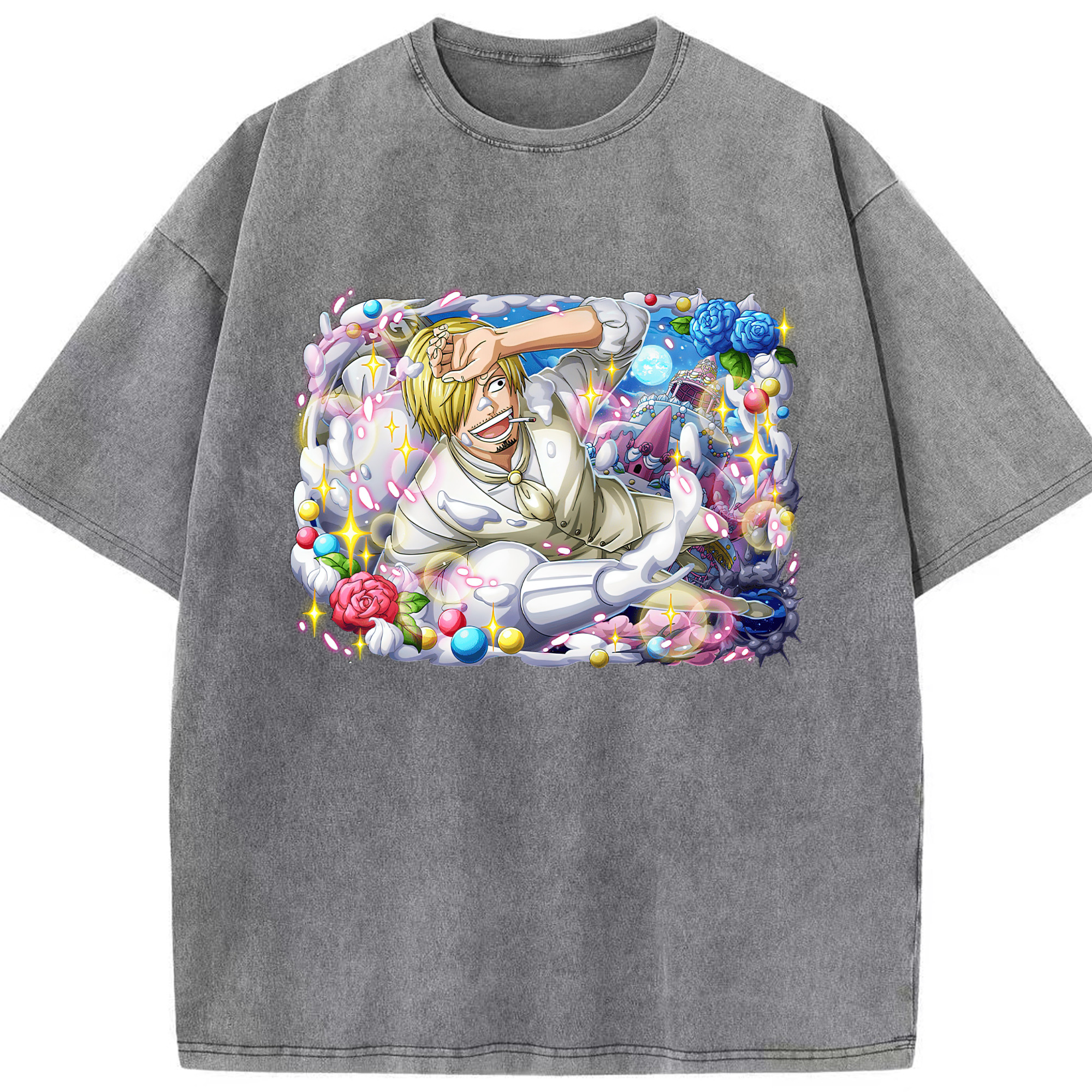 ワンピース サンジ ONE PIECE Sanji 綿100% ヴィンテージ風 半袖Tシャツ（フロントプリント）