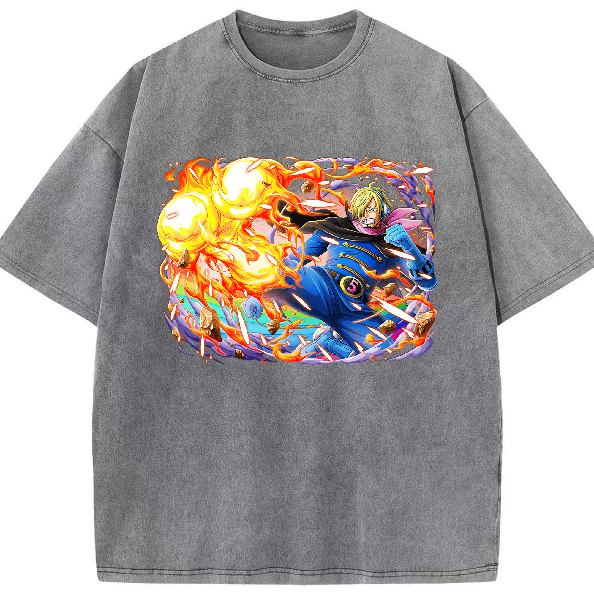 ワンピース サンジ ONE PIECE Sanji 綿100% ヴィンテージ風 半袖Tシャツ（フロントプリント）