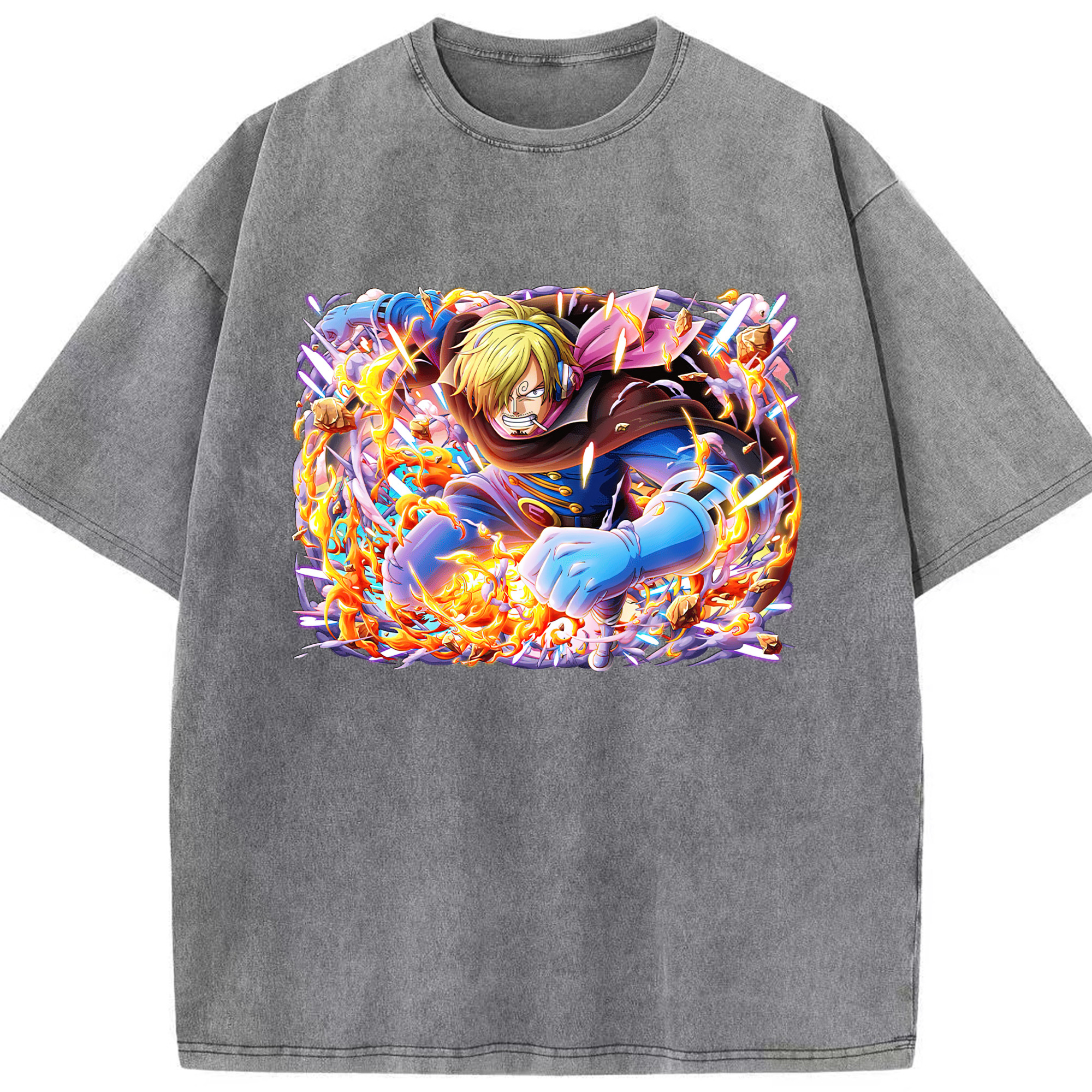 ワンピース サンジ ONE PIECE Sanji 綿100% ヴィンテージ風 半袖Tシャツ（フロントプリント）