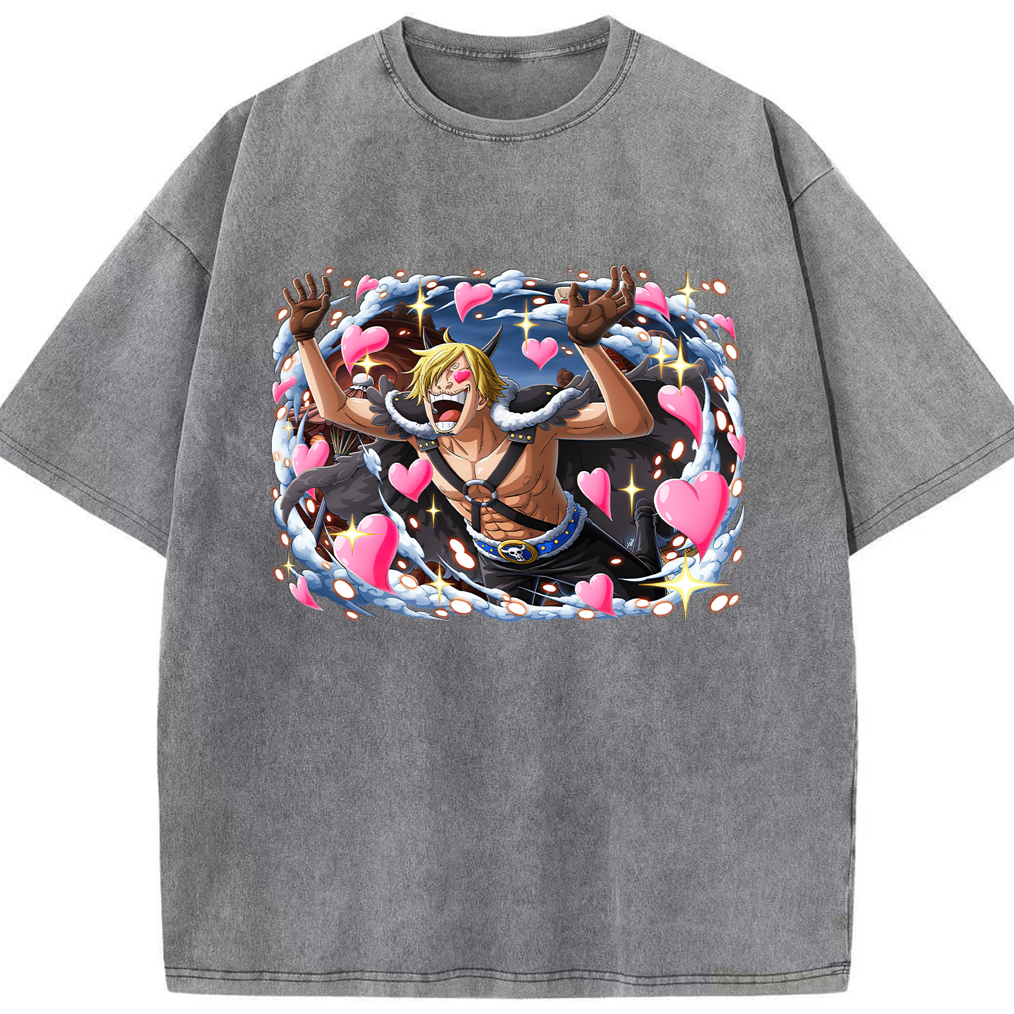 ワンピース サンジ ONE PIECE Sanji 綿100% ヴィンテージ風 半袖Tシャツ（フロントプリント）