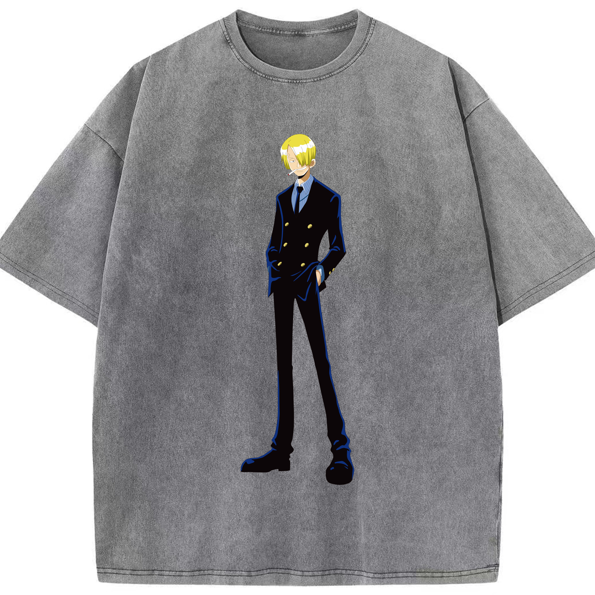 ワンピース サンジ ONE PIECE Sanji 綿100% ヴィンテージ風 半袖Tシャツ（フロントプリント）