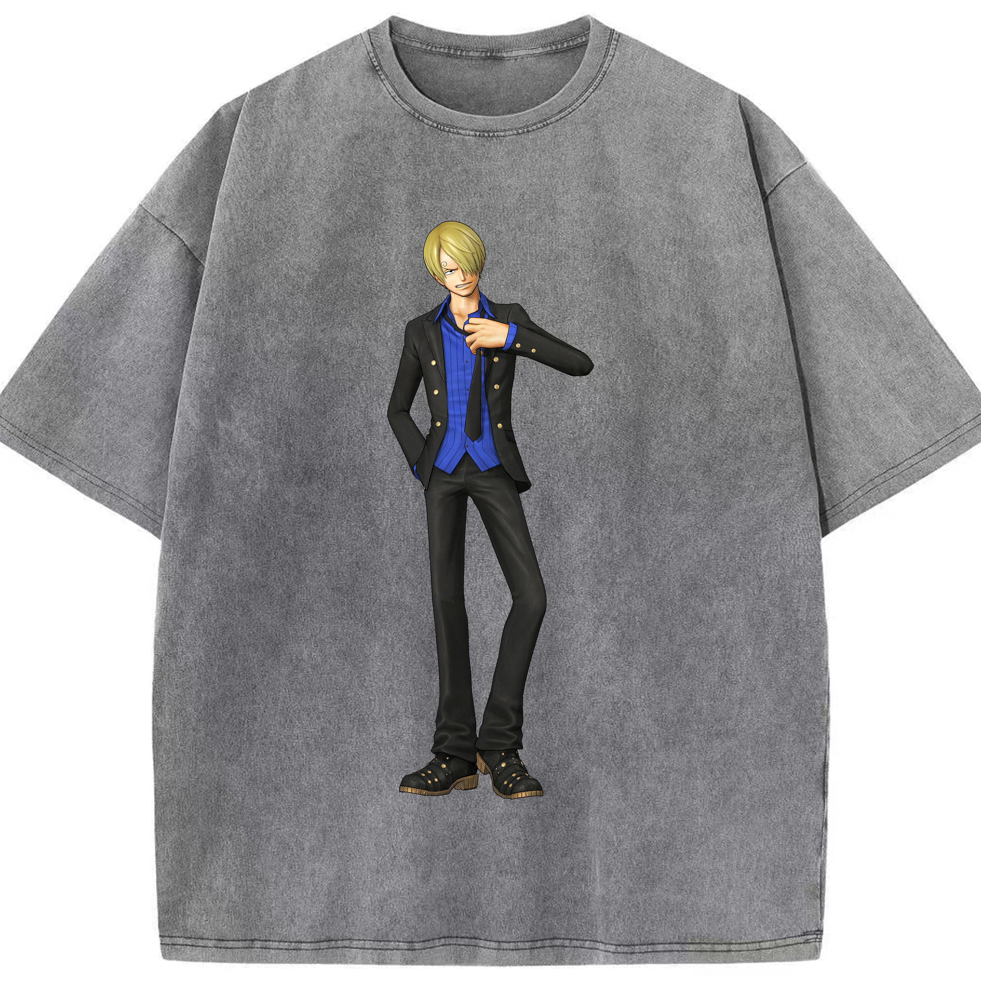 ワンピース サンジ ONE PIECE Sanji 綿100% ヴィンテージ風 半袖Tシャツ（フロントプリント）
