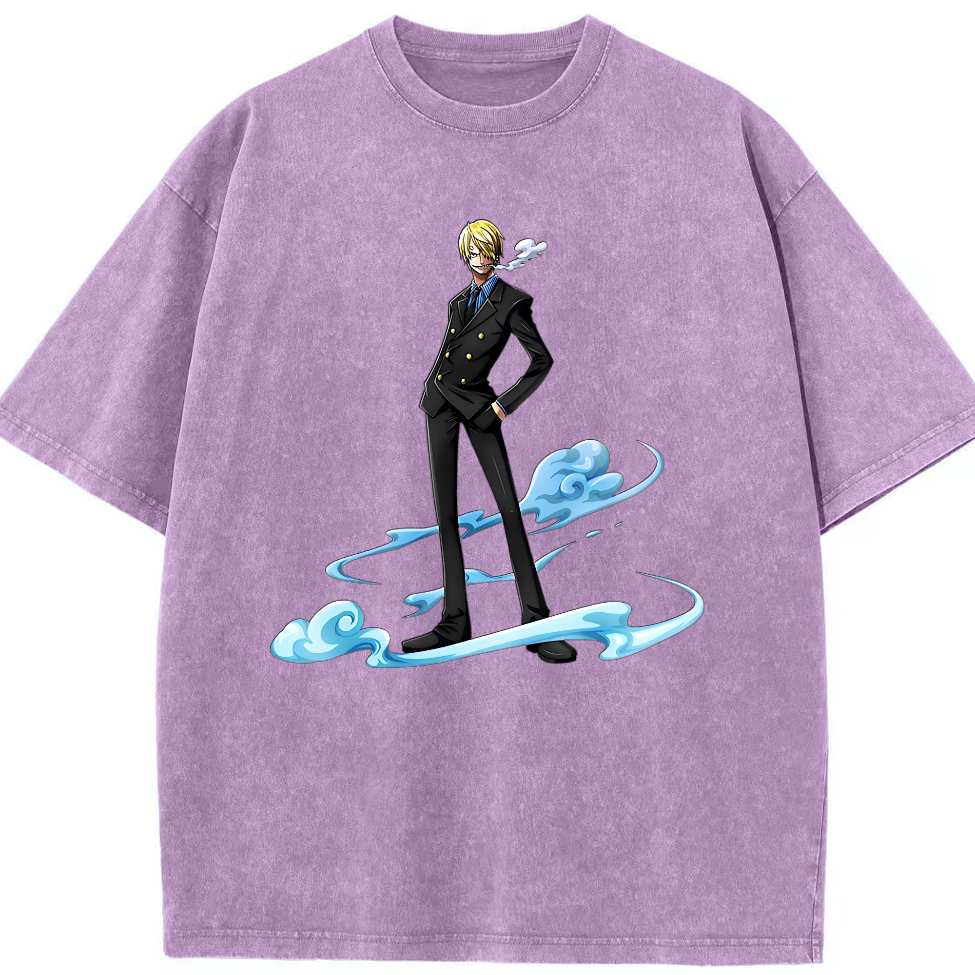 （画像用） ワンピース サンジ ONE PIECE Sanji 綿100% ヴィンテージ風 半袖Tシャツ（フロントプリント）