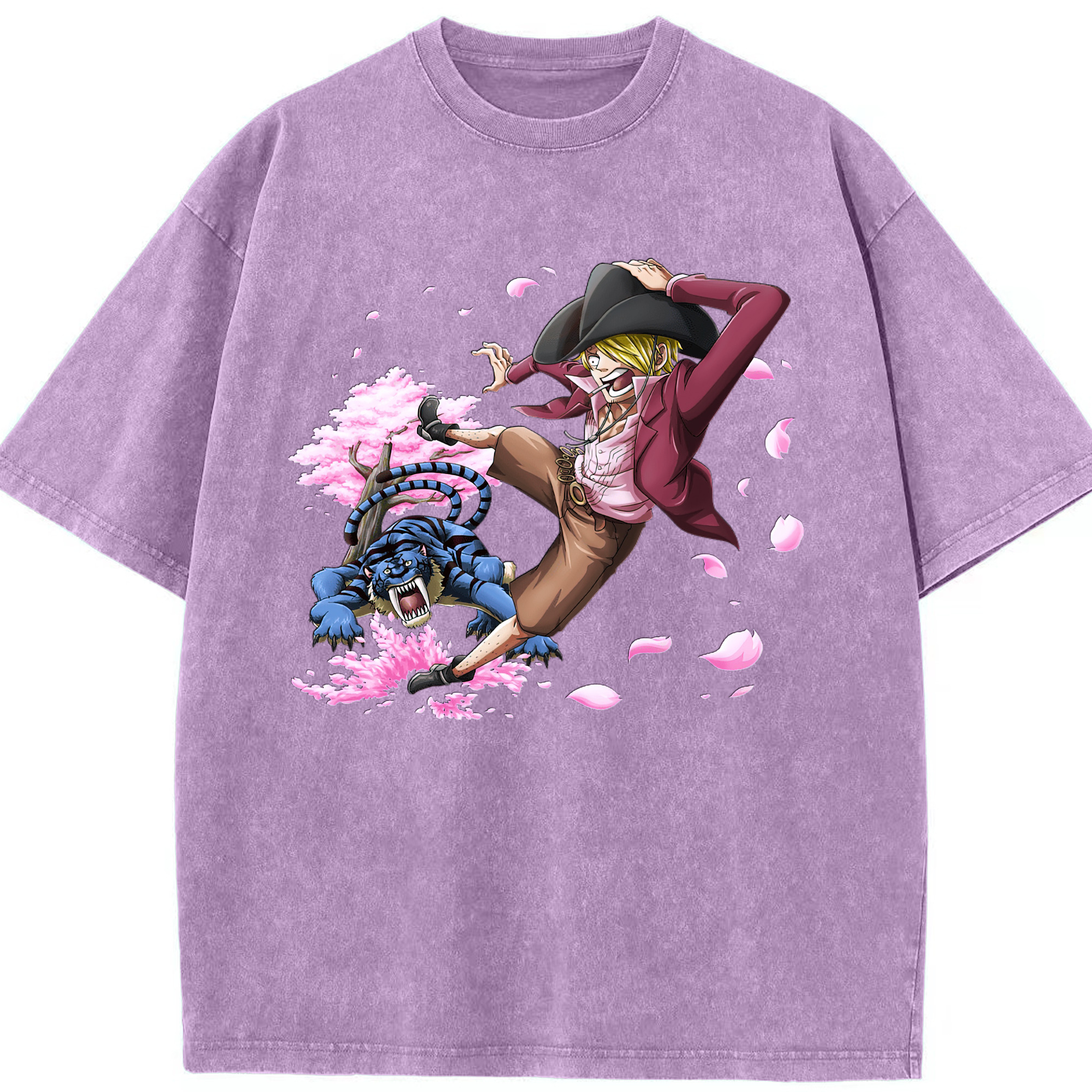 （画像用） ワンピース サンジ ONE PIECE Sanji 綿100% ヴィンテージ風 半袖Tシャツ（フロントプリント）
