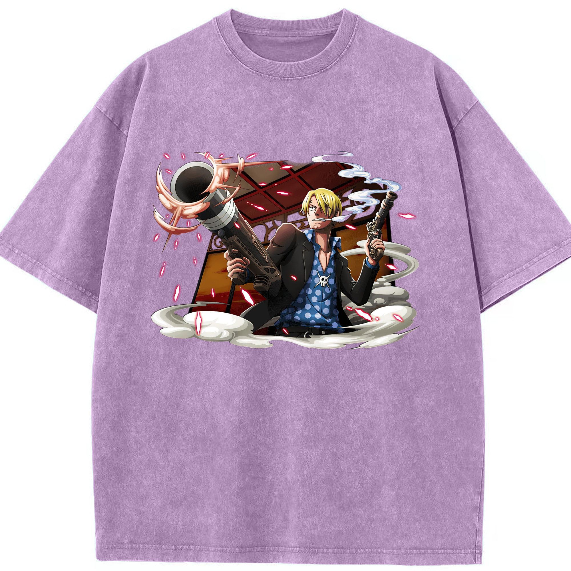 （画像用） ワンピース サンジ ONE PIECE Sanji 綿100% ヴィンテージ風 半袖Tシャツ（フロントプリント）