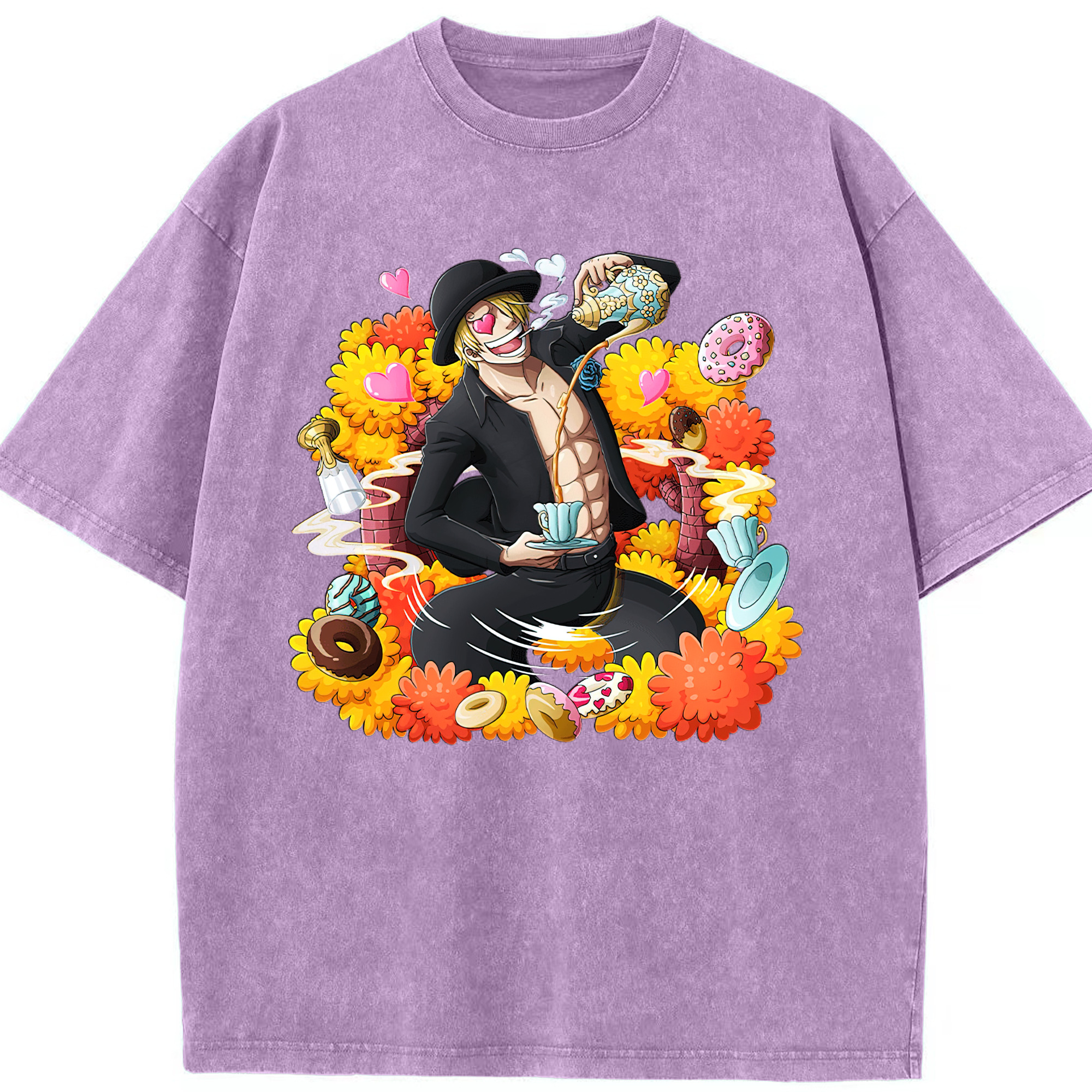 （画像用） ワンピース サンジ ONE PIECE Sanji 綿100% ヴィンテージ風 半袖Tシャツ（フロントプリント）