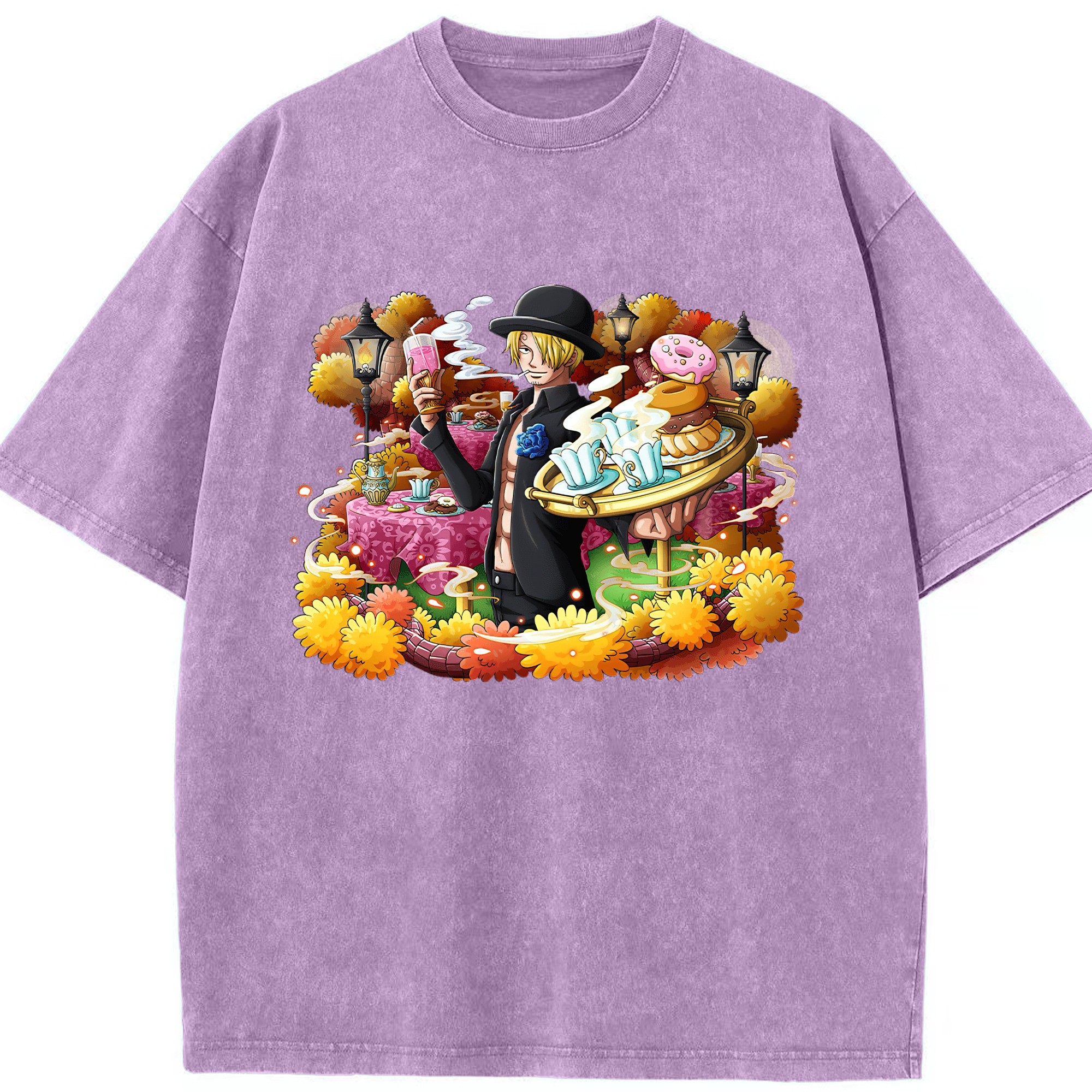 （画像用） ワンピース サンジ ONE PIECE Sanji 綿100% ヴィンテージ風 半袖Tシャツ（フロントプリント）