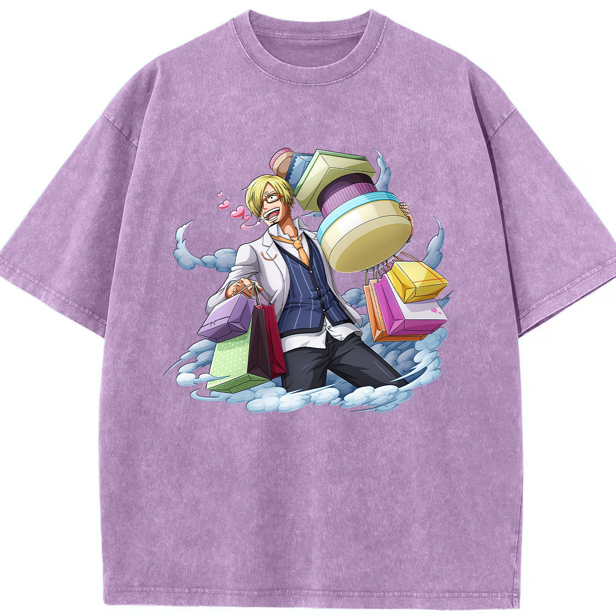 （画像用） ワンピース サンジ ONE PIECE Sanji 綿100% ヴィンテージ風 半袖Tシャツ（フロントプリント）