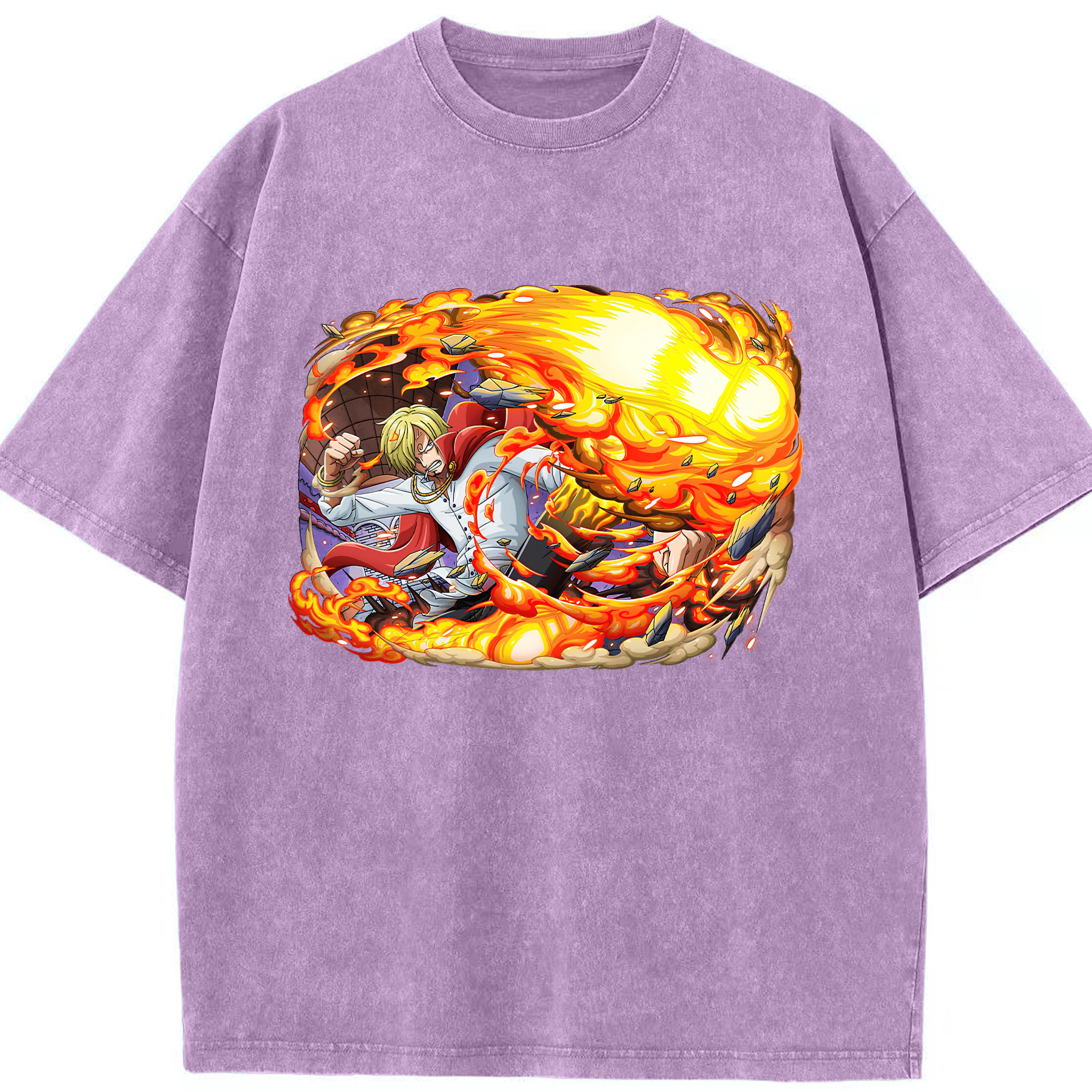 ワンピース サンジ ONE PIECE Sanji 綿100% ヴィンテージ風 半袖Tシャツ（フロントプリント）