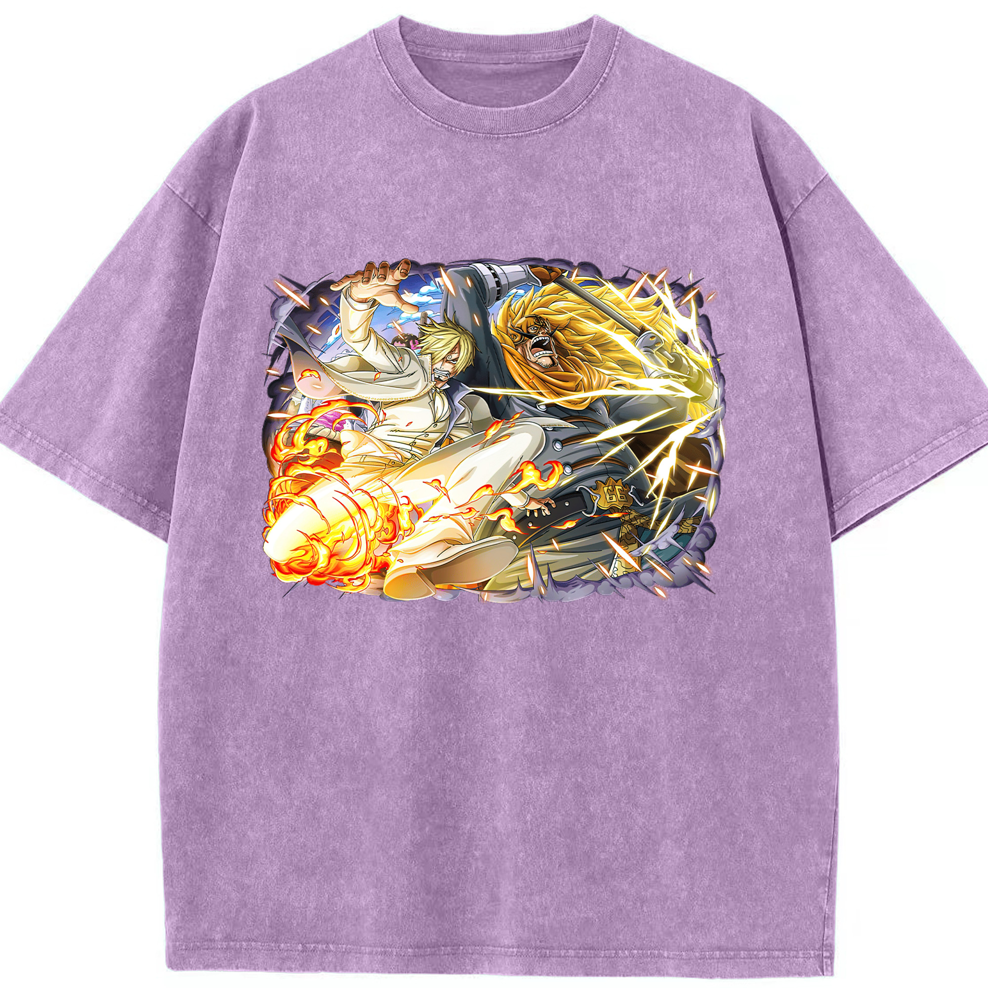 （画像用） ワンピース サンジ ONE PIECE Sanji 綿100% ヴィンテージ風 半袖Tシャツ（フロントプリント）