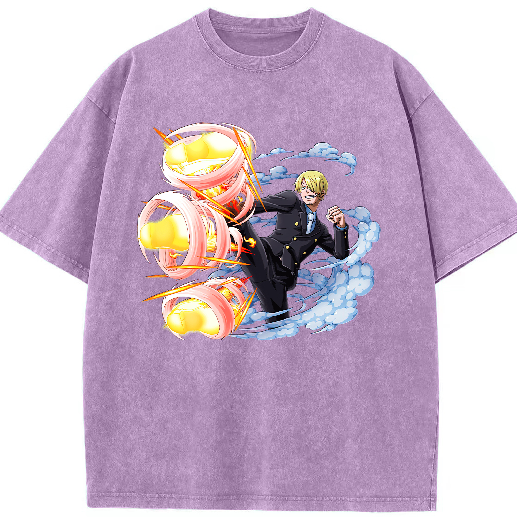 （画像用） ワンピース サンジ ONE PIECE Sanji 綿100% ヴィンテージ風 半袖Tシャツ（フロントプリント）