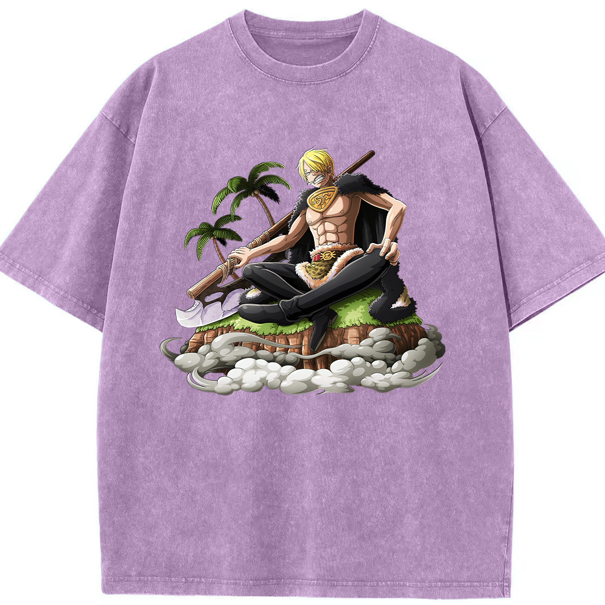 （画像用） ワンピース サンジ ONE PIECE Sanji 綿100% ヴィンテージ風 半袖Tシャツ（フロントプリント）