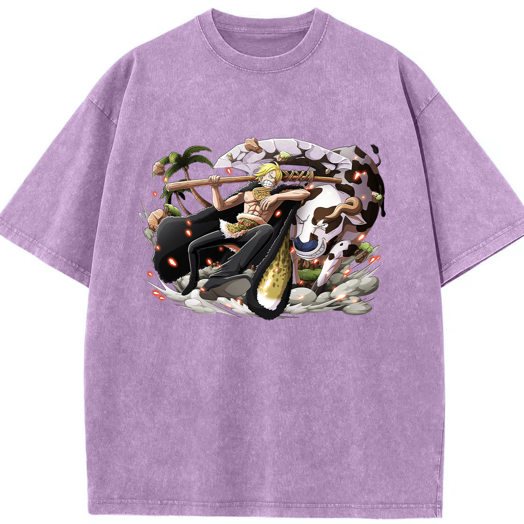 （画像用） ワンピース サンジ ONE PIECE Sanji 綿100% ヴィンテージ風 半袖Tシャツ（フロントプリント）