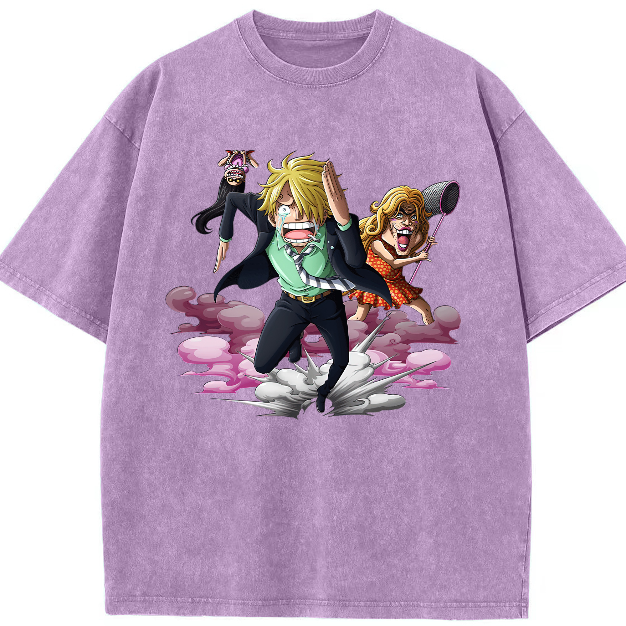 （画像用） ワンピース サンジ ONE PIECE Sanji 綿100% ヴィンテージ風 半袖Tシャツ（フロントプリント）