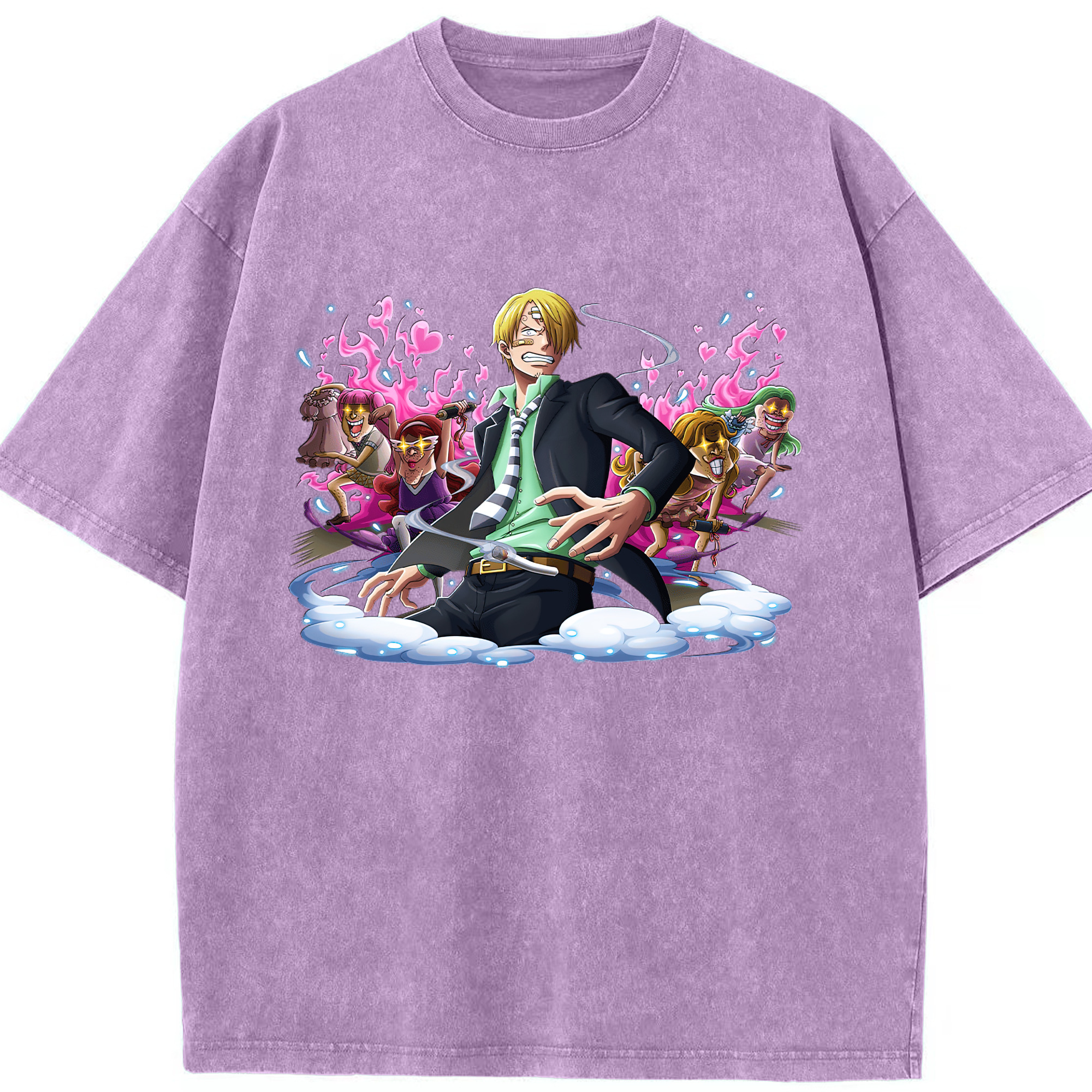 （画像用） ワンピース サンジ ONE PIECE Sanji 綿100% ヴィンテージ風 半袖Tシャツ（フロントプリント）
