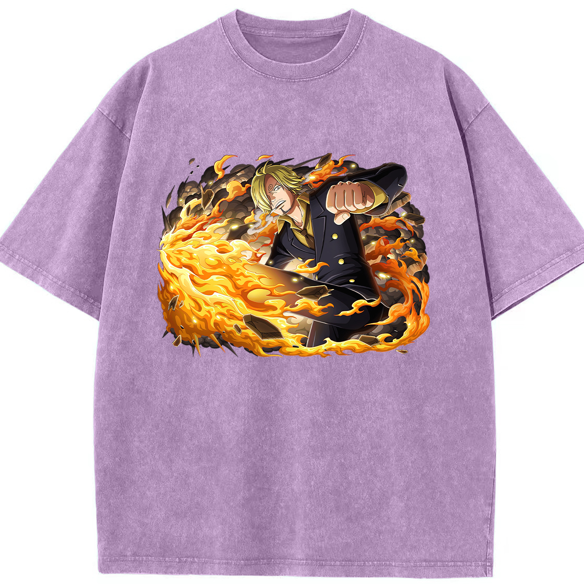 （画像用） ワンピース サンジ ONE PIECE Sanji 綿100% ヴィンテージ風 半袖Tシャツ（フロントプリント）