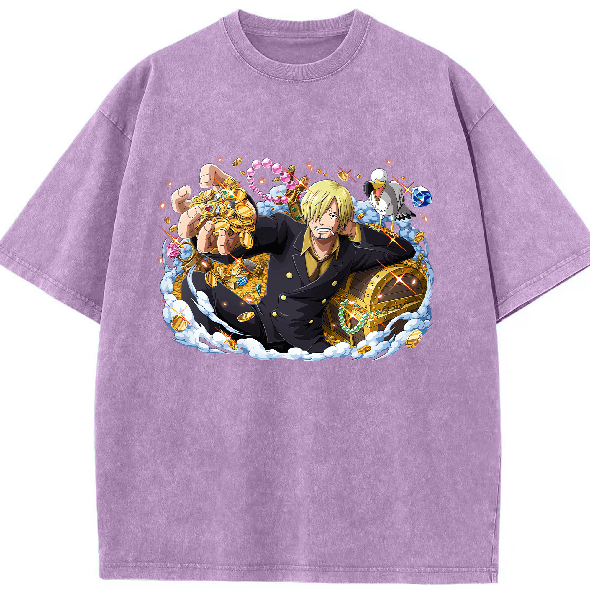 （画像用） ワンピース サンジ ONE PIECE Sanji 綿100% ヴィンテージ風 半袖Tシャツ（フロントプリント）