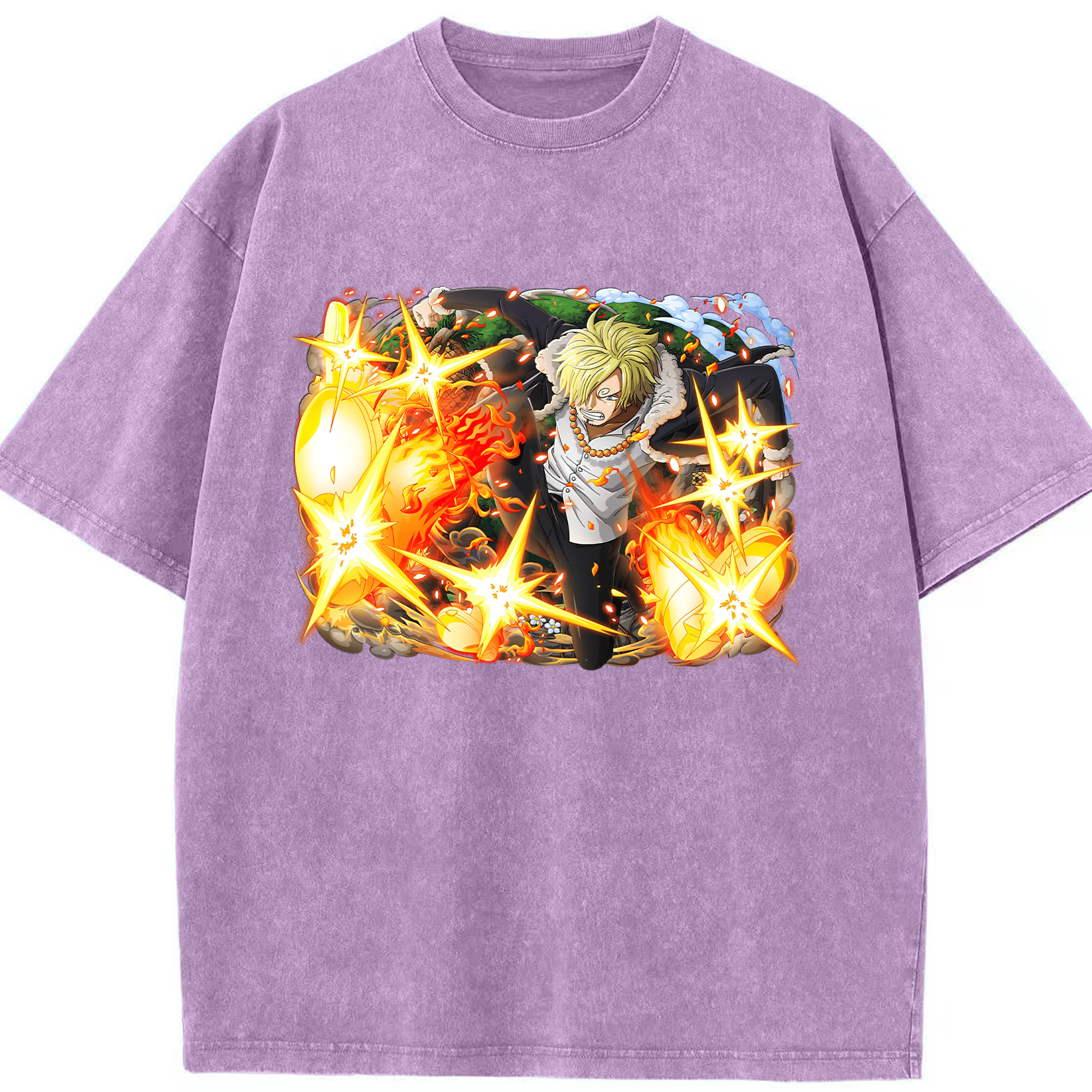 （画像用） ワンピース サンジ ONE PIECE Sanji 綿100% ヴィンテージ風 半袖Tシャツ（フロントプリント）