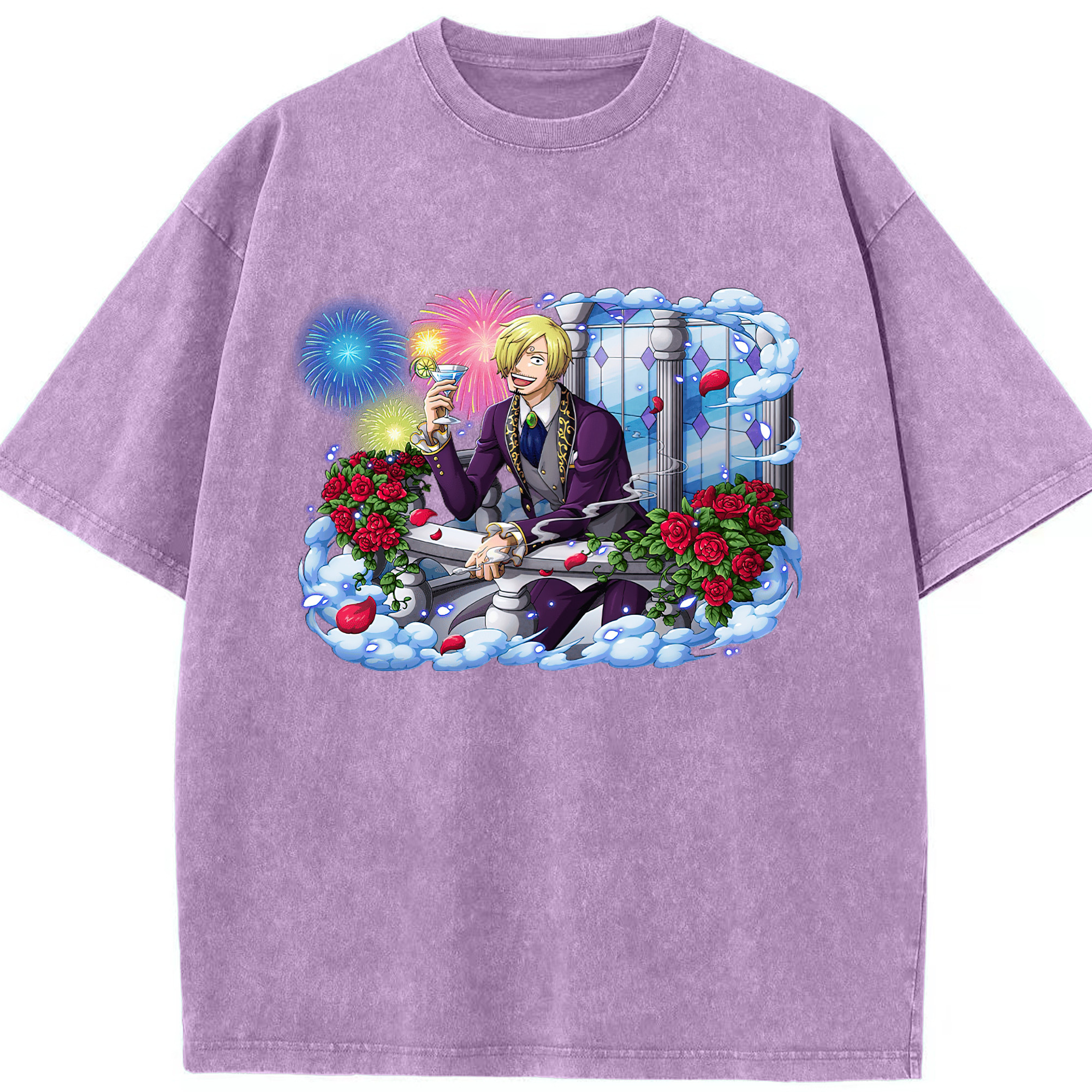 ワンピース サンジ ONE PIECE Sanji 綿100% ヴィンテージ風 半袖Tシャツ（フロントプリント）
