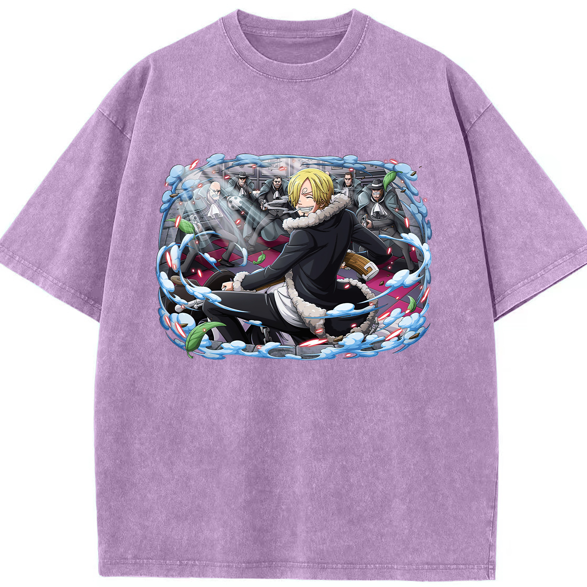 ワンピース サンジ ONE PIECE Sanji 綿100% ヴィンテージ風 半袖Tシャツ（フロントプリント）