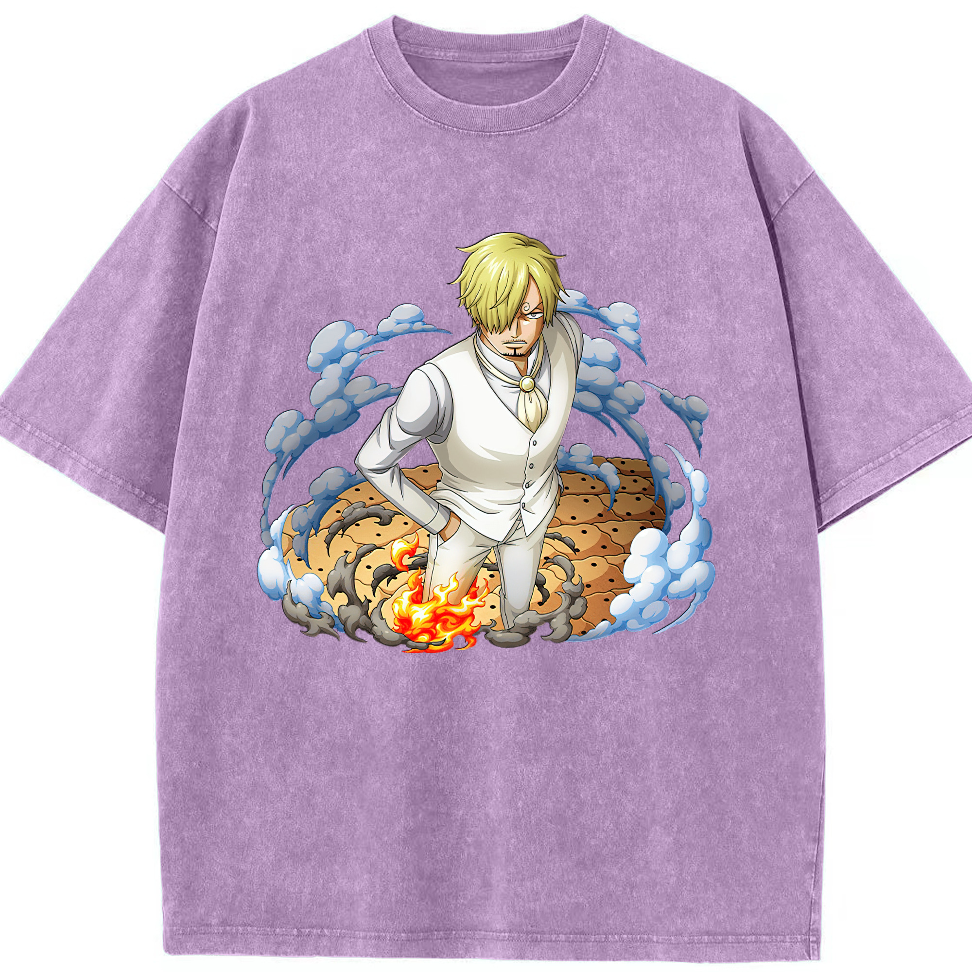 ワンピース サンジ ONE PIECE Sanji 綿100% ヴィンテージ風 半袖Tシャツ（フロントプリント）