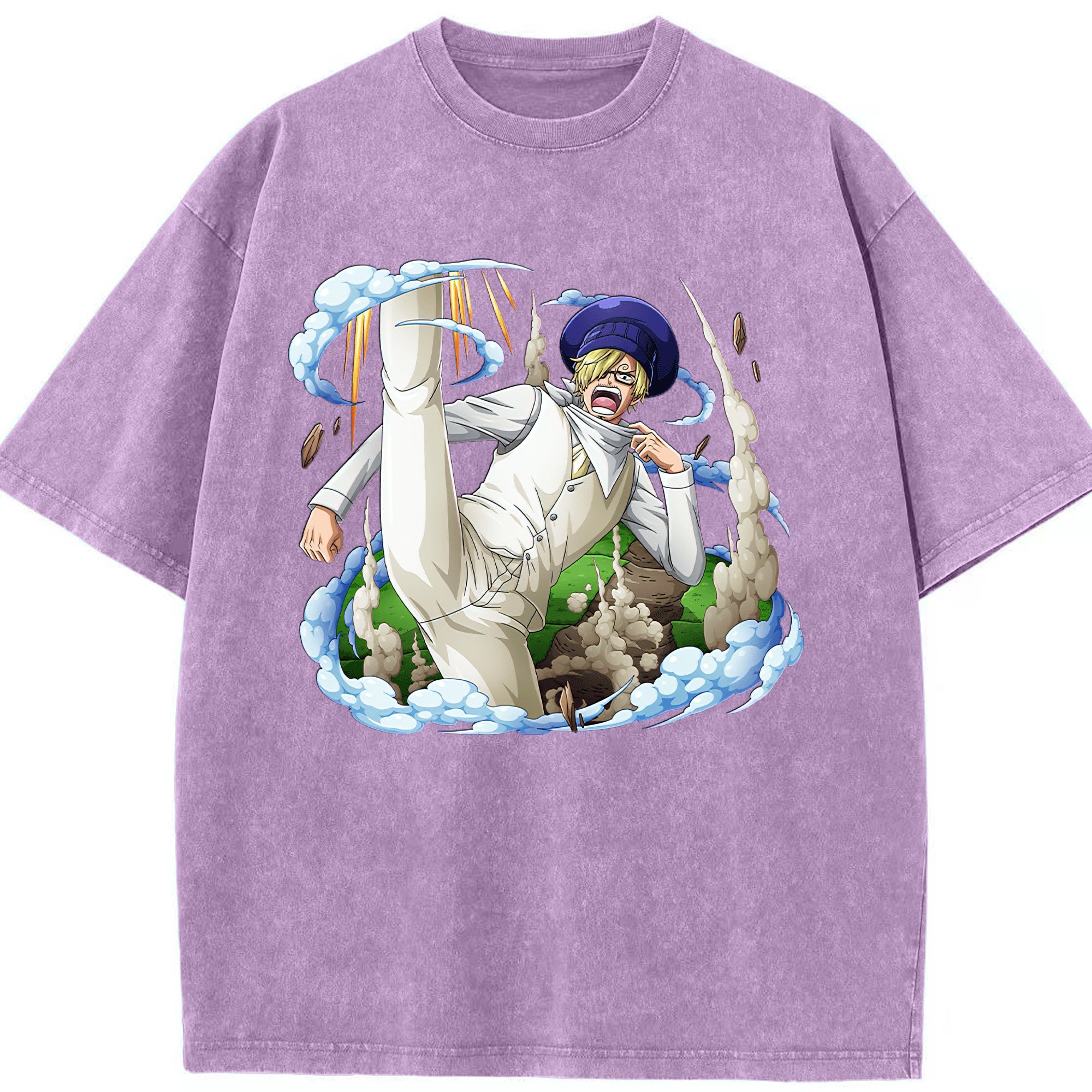 （画像用） ワンピース サンジ ONE PIECE Sanji 綿100% ヴィンテージ風 半袖Tシャツ（フロントプリント）