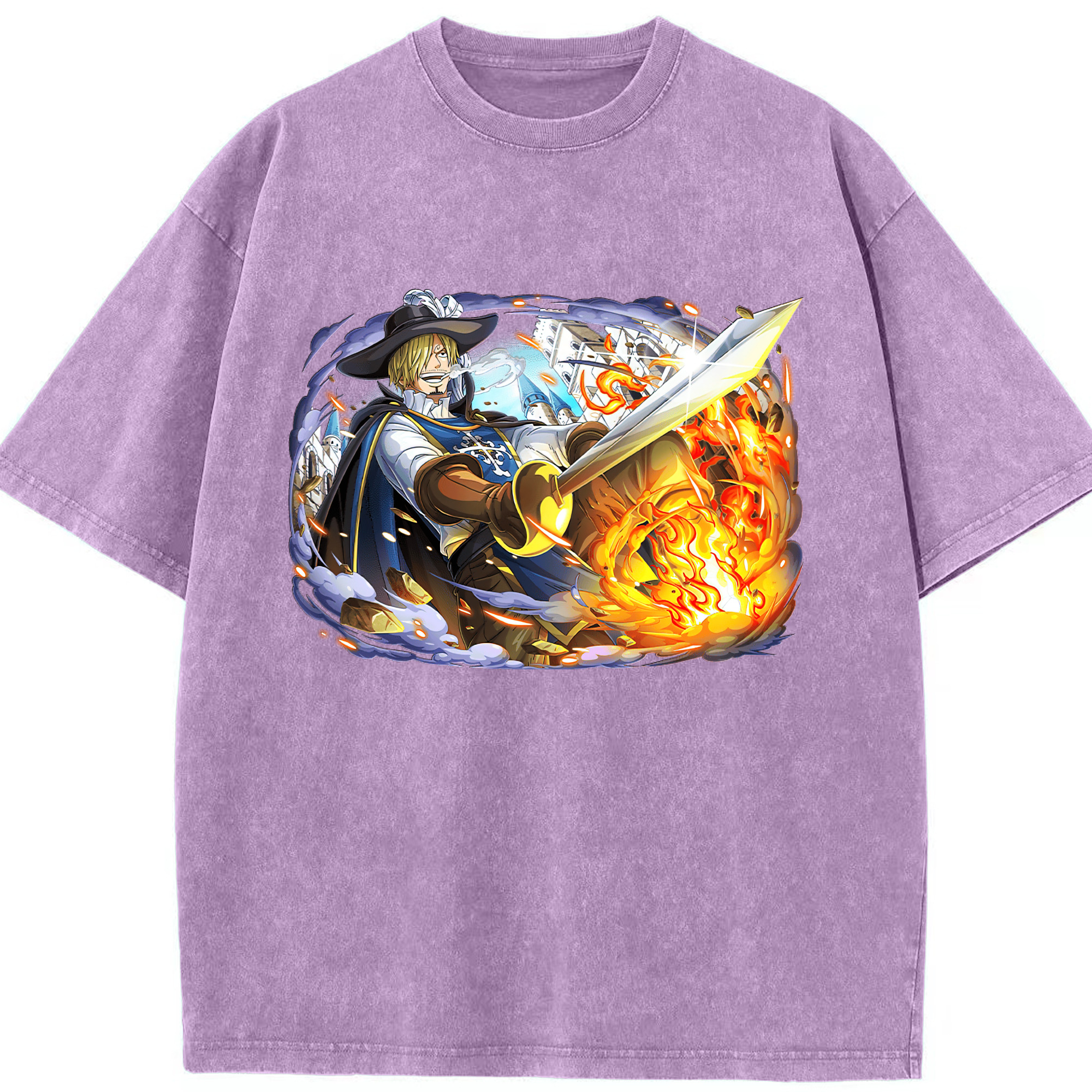 ワンピース サンジ ONE PIECE Sanji 綿100% ヴィンテージ風 半袖Tシャツ（フロントプリント）