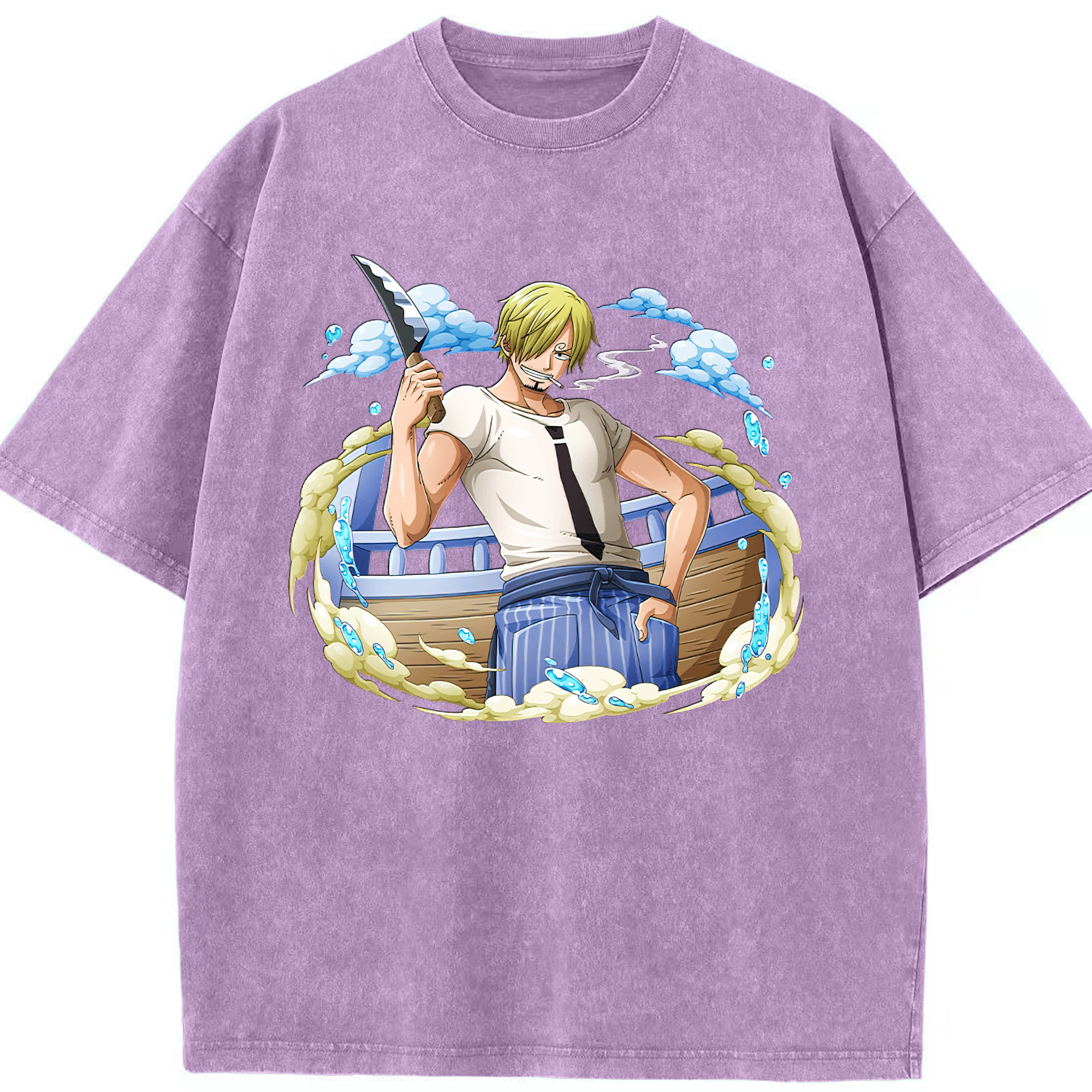 （画像用） ワンピース サンジ ONE PIECE Sanji 綿100% ヴィンテージ風 半袖Tシャツ（フロントプリント）