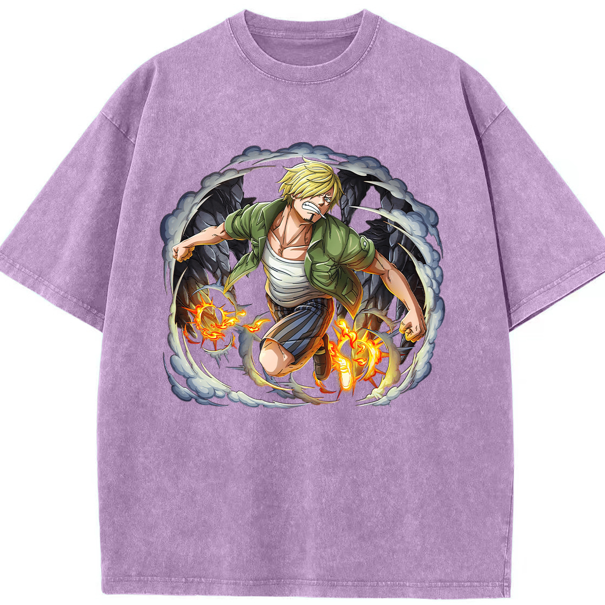 （画像用） ワンピース サンジ ONE PIECE Sanji 綿100% ヴィンテージ風 半袖Tシャツ（フロントプリント）