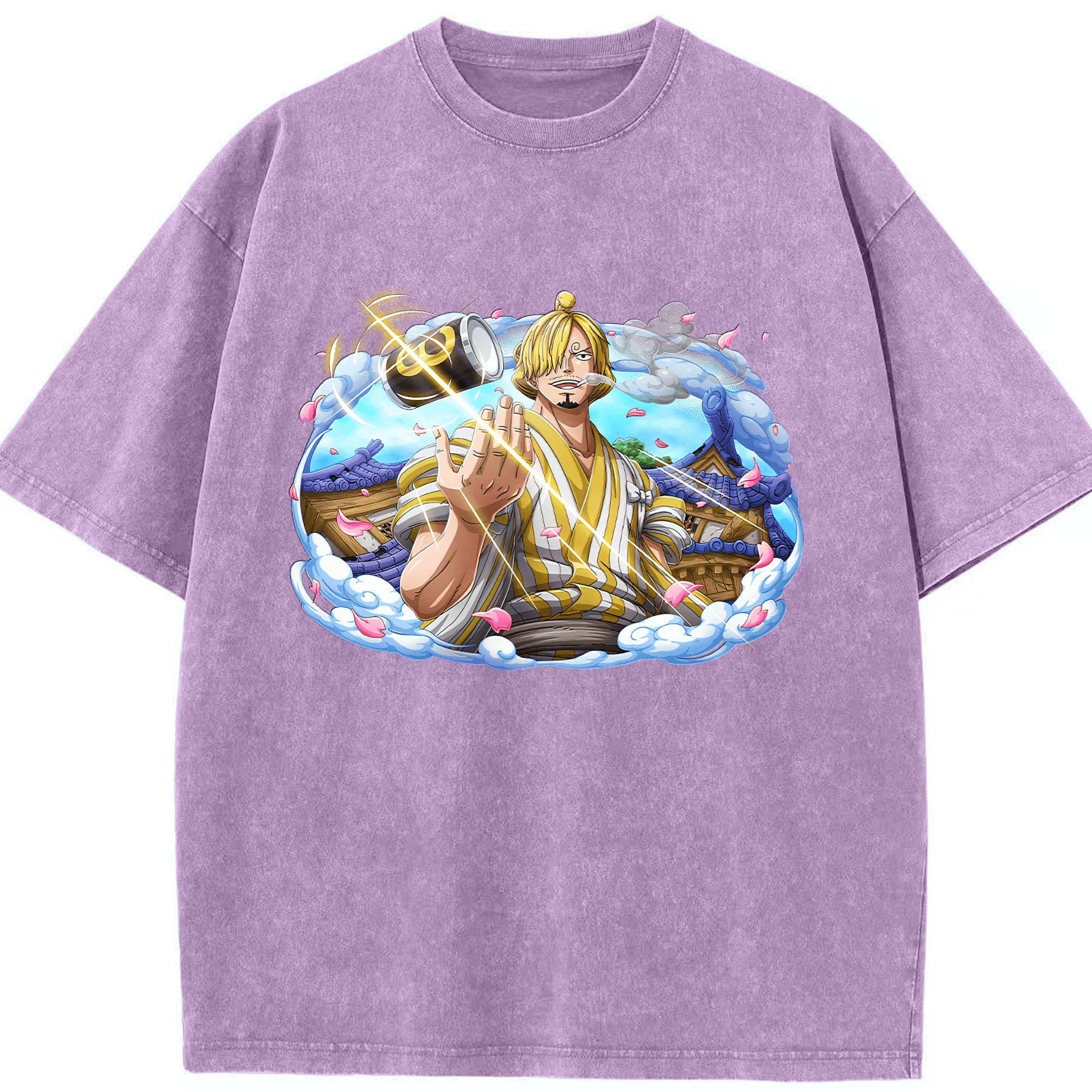 ワンピース サンジ ONE PIECE Sanji 綿100% ヴィンテージ風 半袖Tシャツ（フロントプリント）