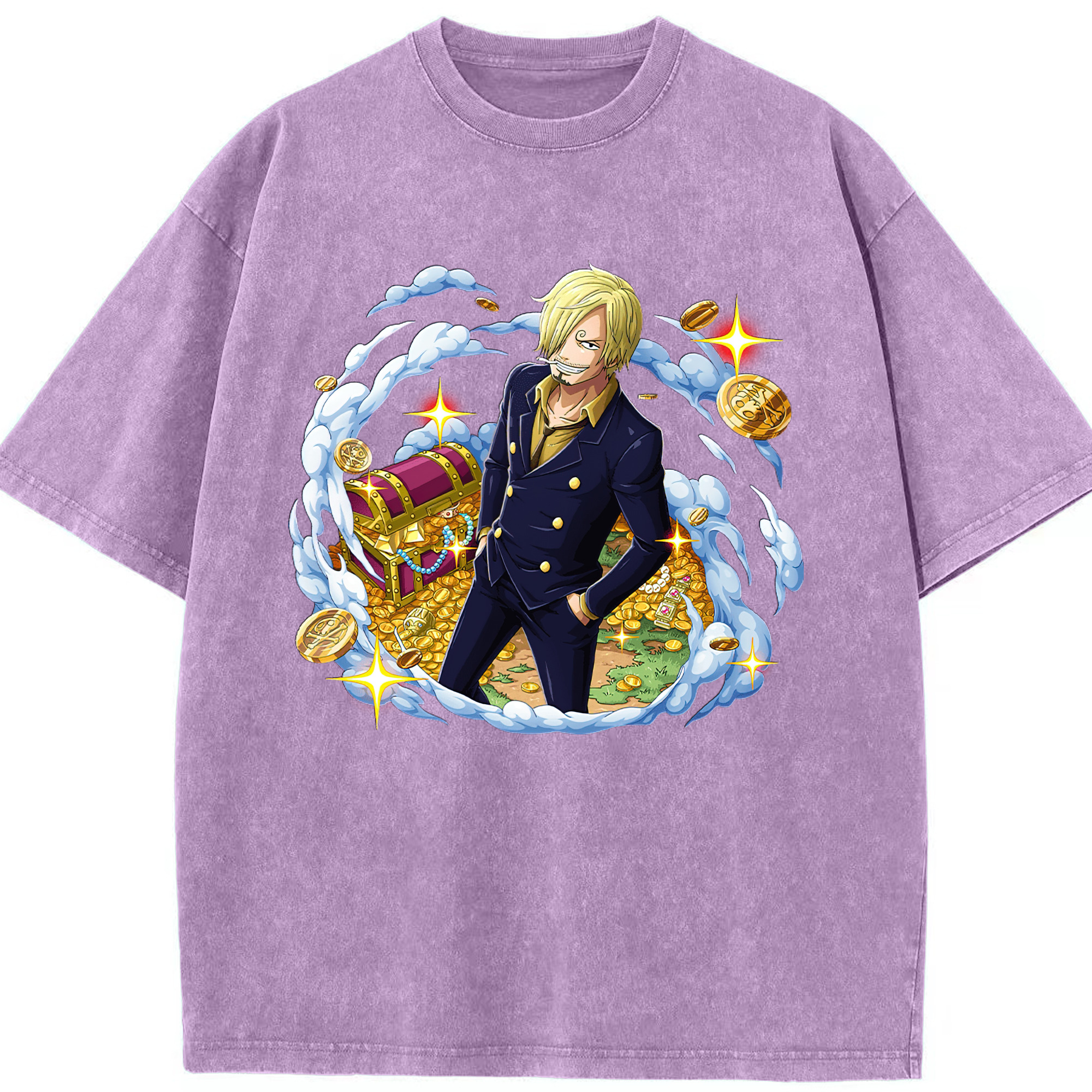 ワンピース サンジ ONE PIECE Sanji 綿100% ヴィンテージ風 半袖Tシャツ（フロントプリント）