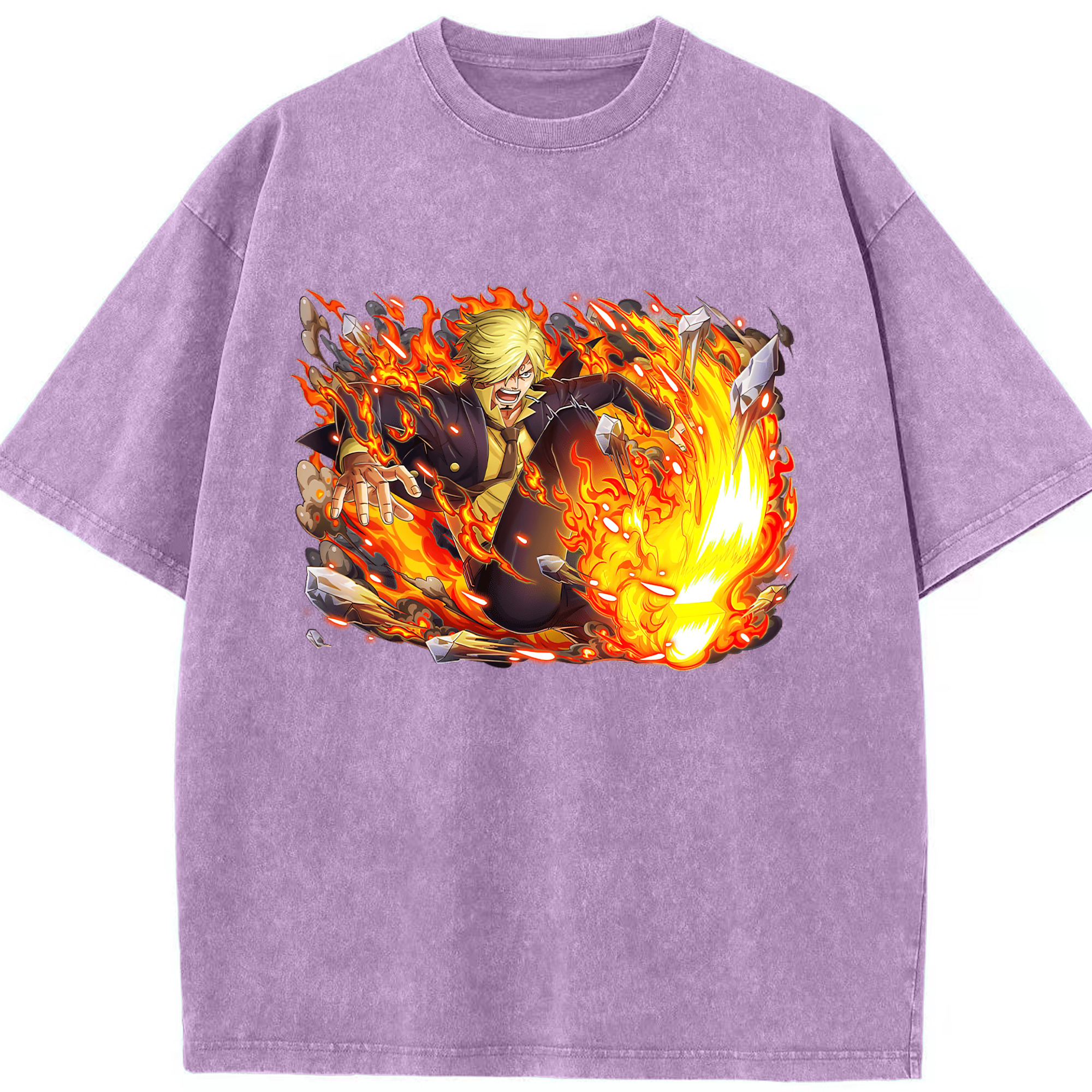 （画像用） ワンピース サンジ ONE PIECE Sanji 綿100% ヴィンテージ風 半袖Tシャツ（フロントプリント）
