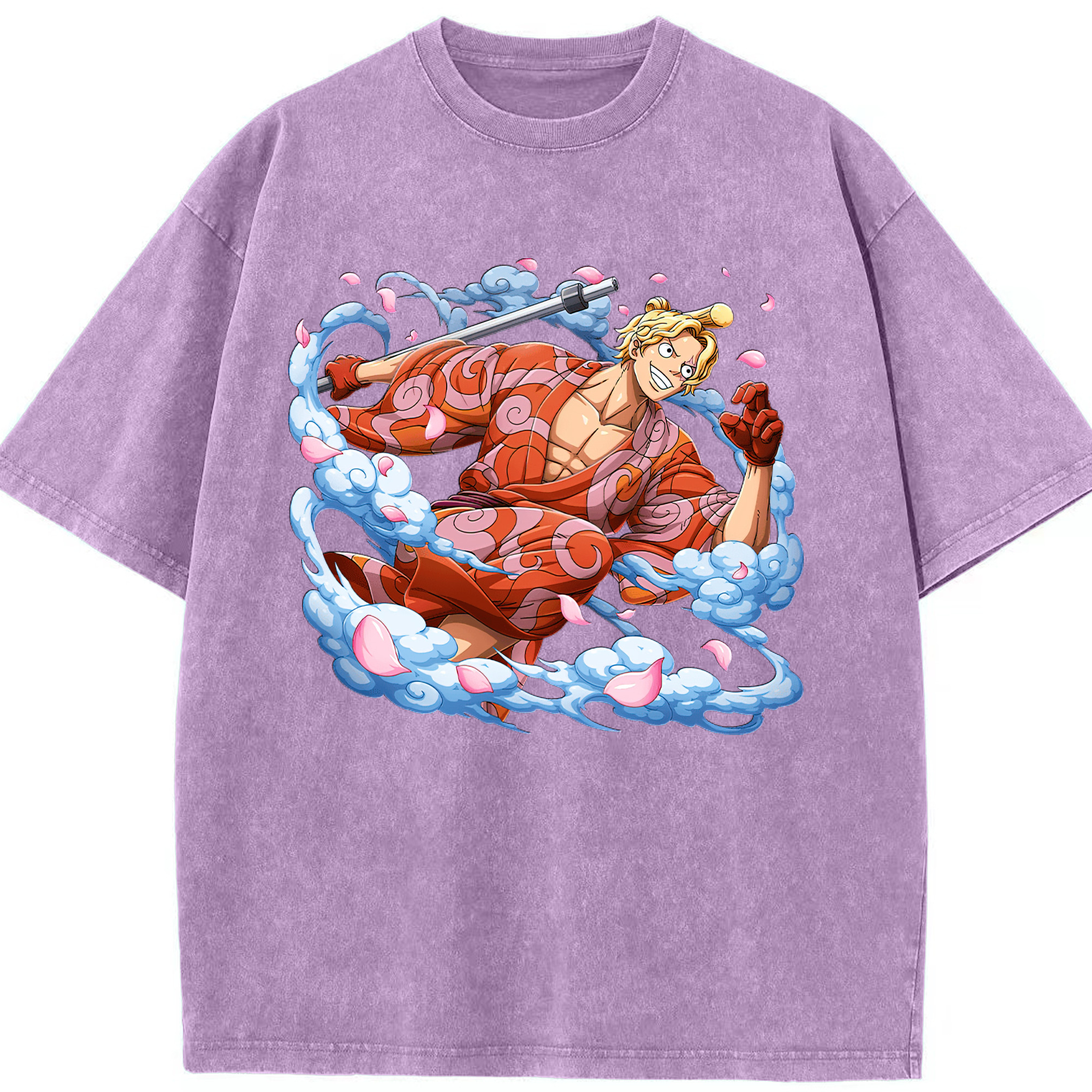 （画像用） ワンピース サンジ ONE PIECE Sanji 綿100% ヴィンテージ風 半袖Tシャツ（フロントプリント）