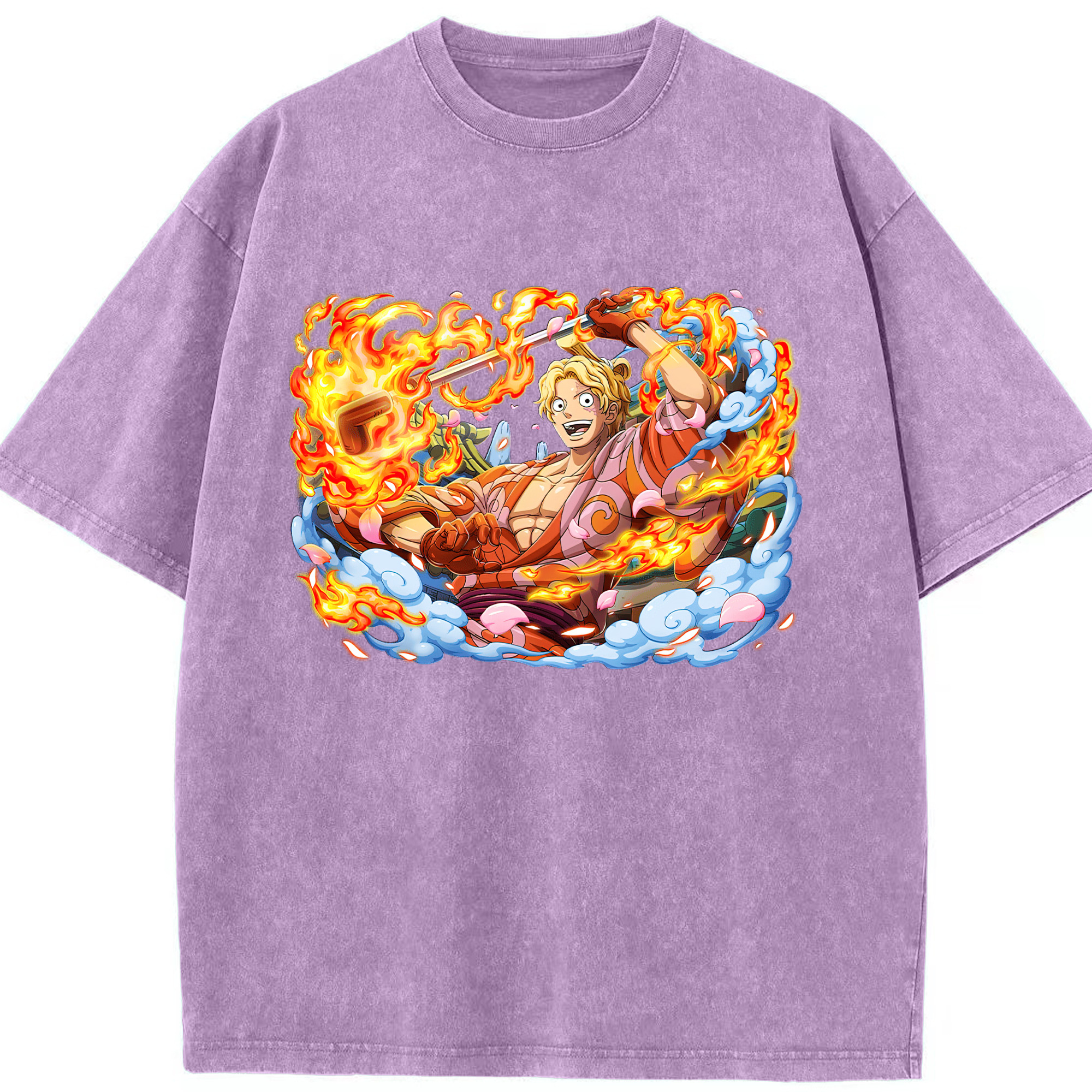 （画像用） ワンピース サンジ ONE PIECE Sanji 綿100% ヴィンテージ風 半袖Tシャツ（フロントプリント）