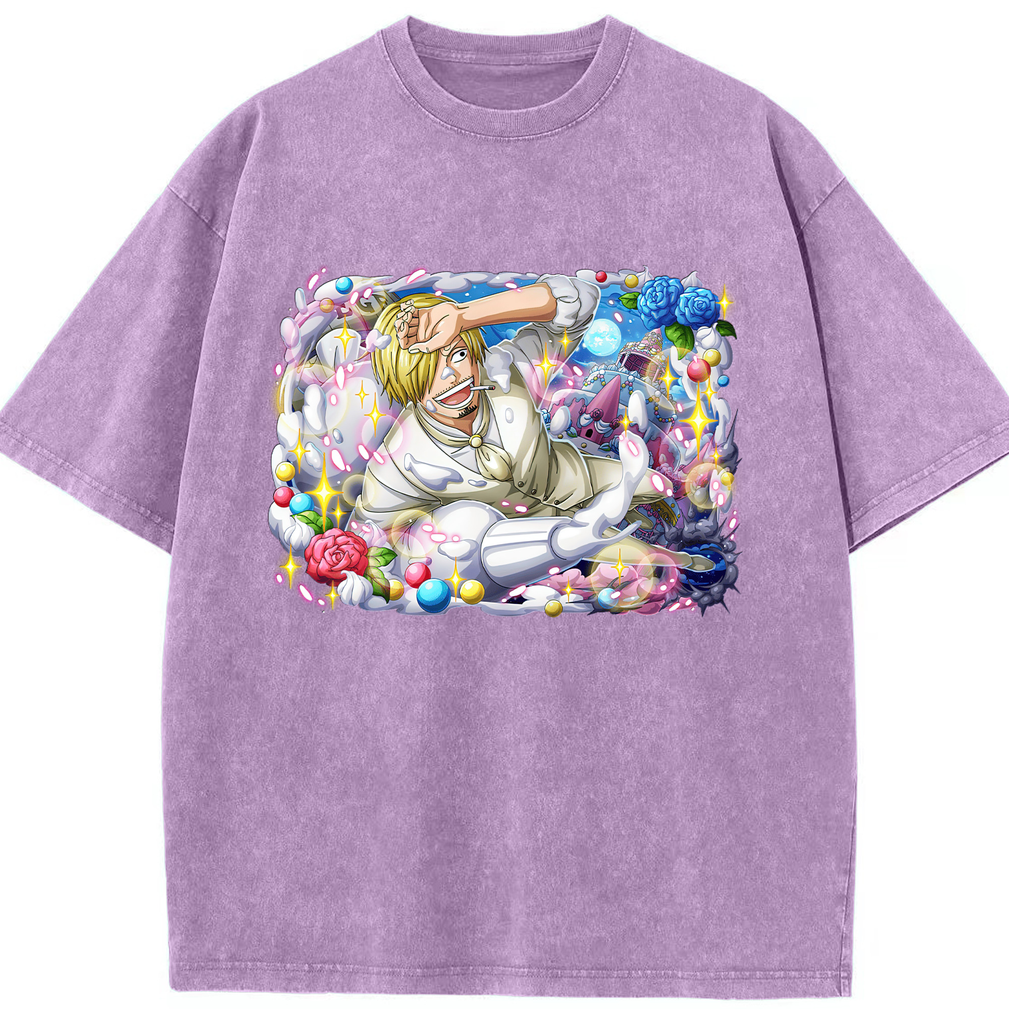 ワンピース サンジ ONE PIECE Sanji 綿100% ヴィンテージ風 半袖Tシャツ（フロントプリント）