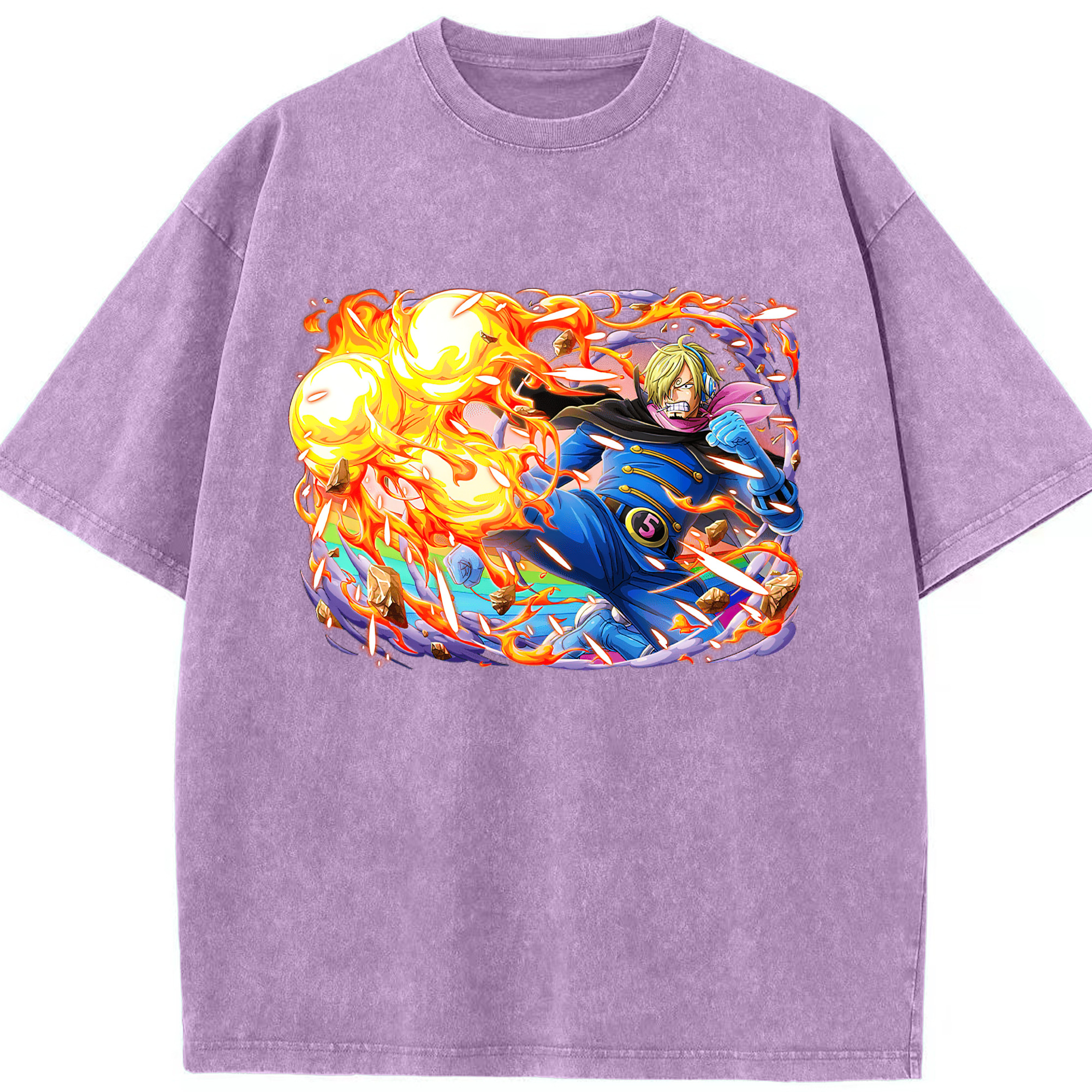 ワンピース サンジ ONE PIECE Sanji 綿100% ヴィンテージ風 半袖Tシャツ（フロントプリント）