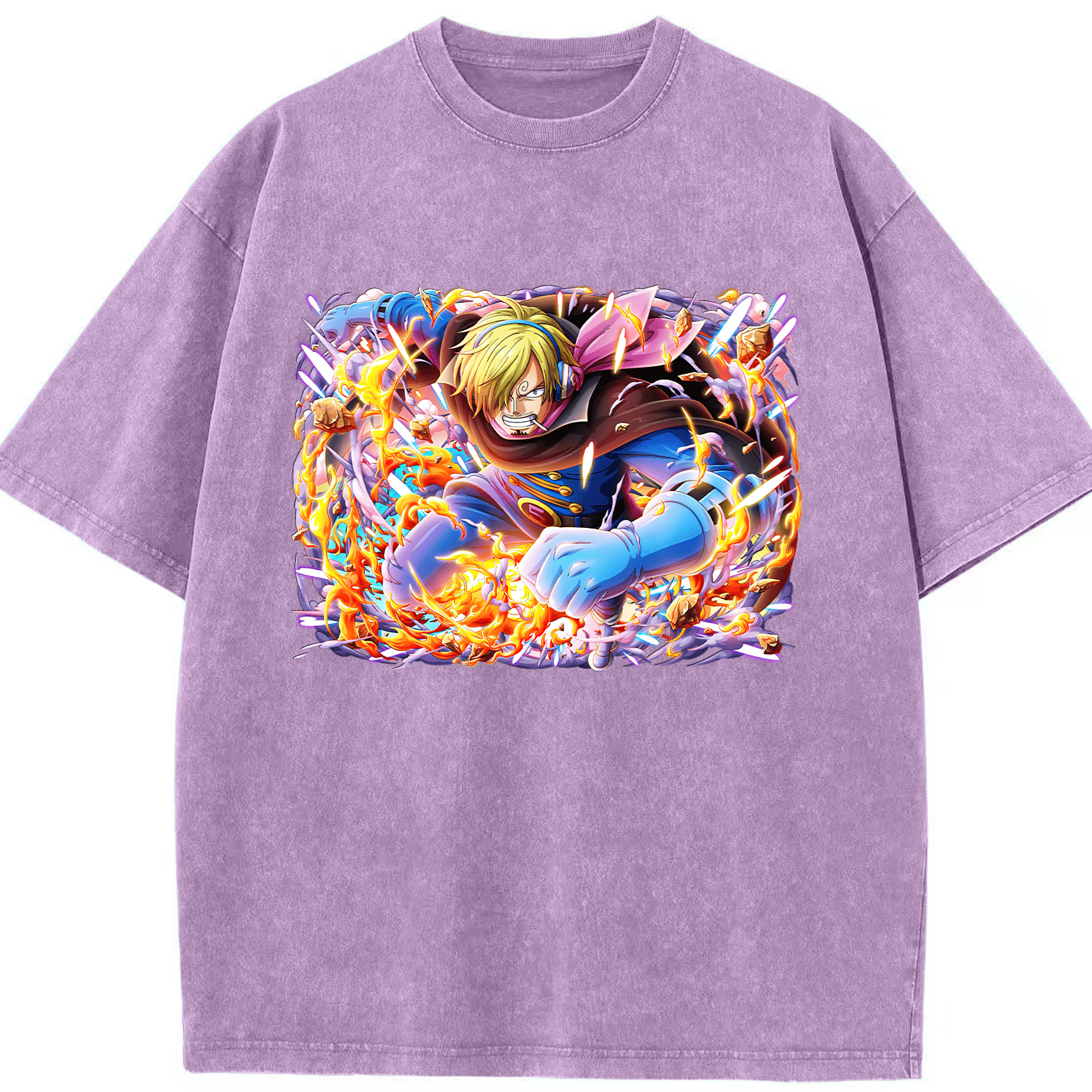 ワンピース サンジ ONE PIECE Sanji 綿100% ヴィンテージ風 半袖Tシャツ（フロントプリント）