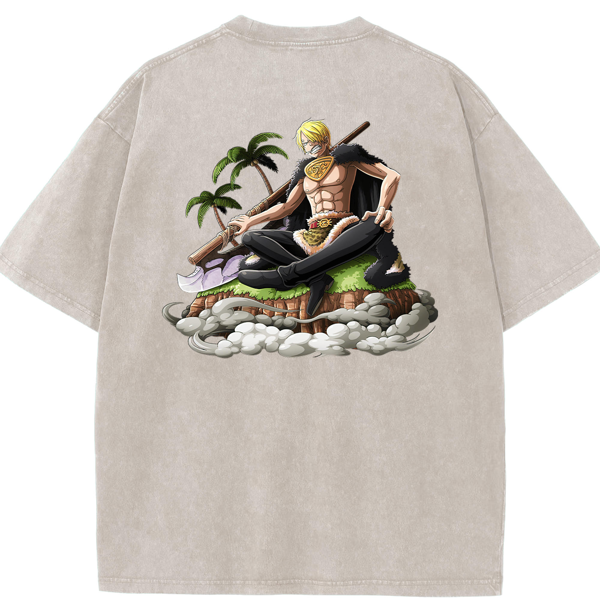 ワンピース サンジ ONE PIECE Sanji 綿100% ヴィンテージ風 半袖Tシャツ（背面プリント）
