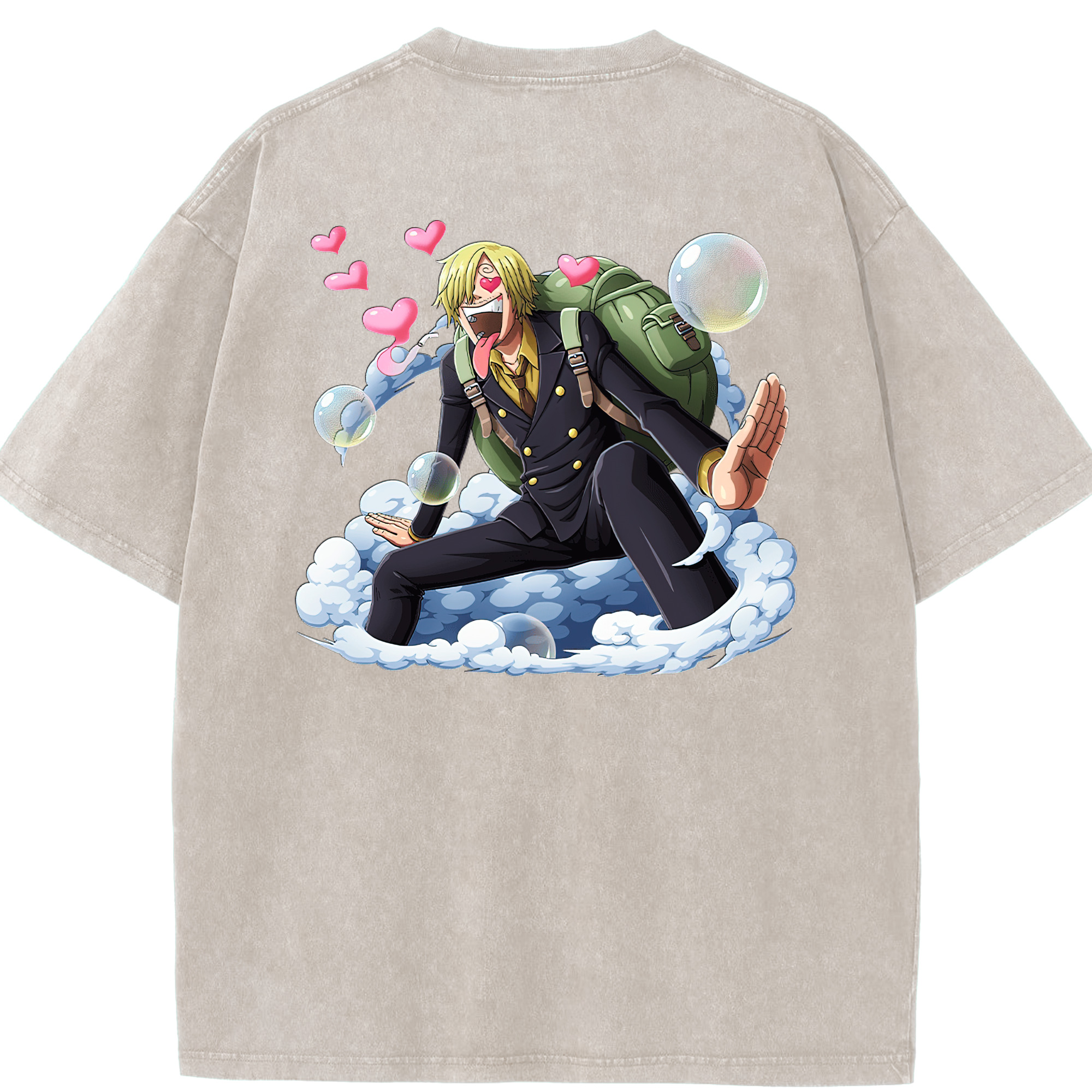 ワンピース サンジ ONE PIECE Sanji 綿100% ヴィンテージ風 半袖Tシャツ（背面プリント）