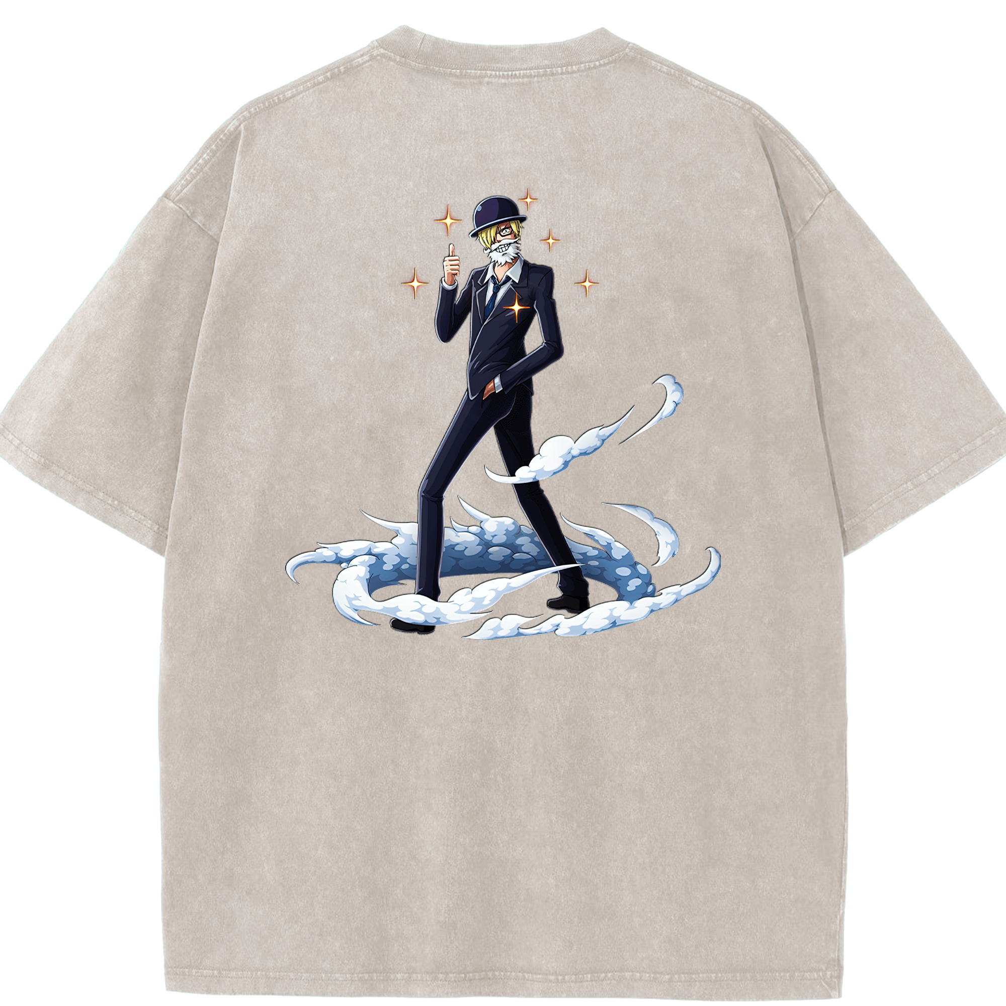 ワンピース サンジ ONE PIECE Sanji 綿100% ヴィンテージ風 半袖Tシャツ（背面プリント）