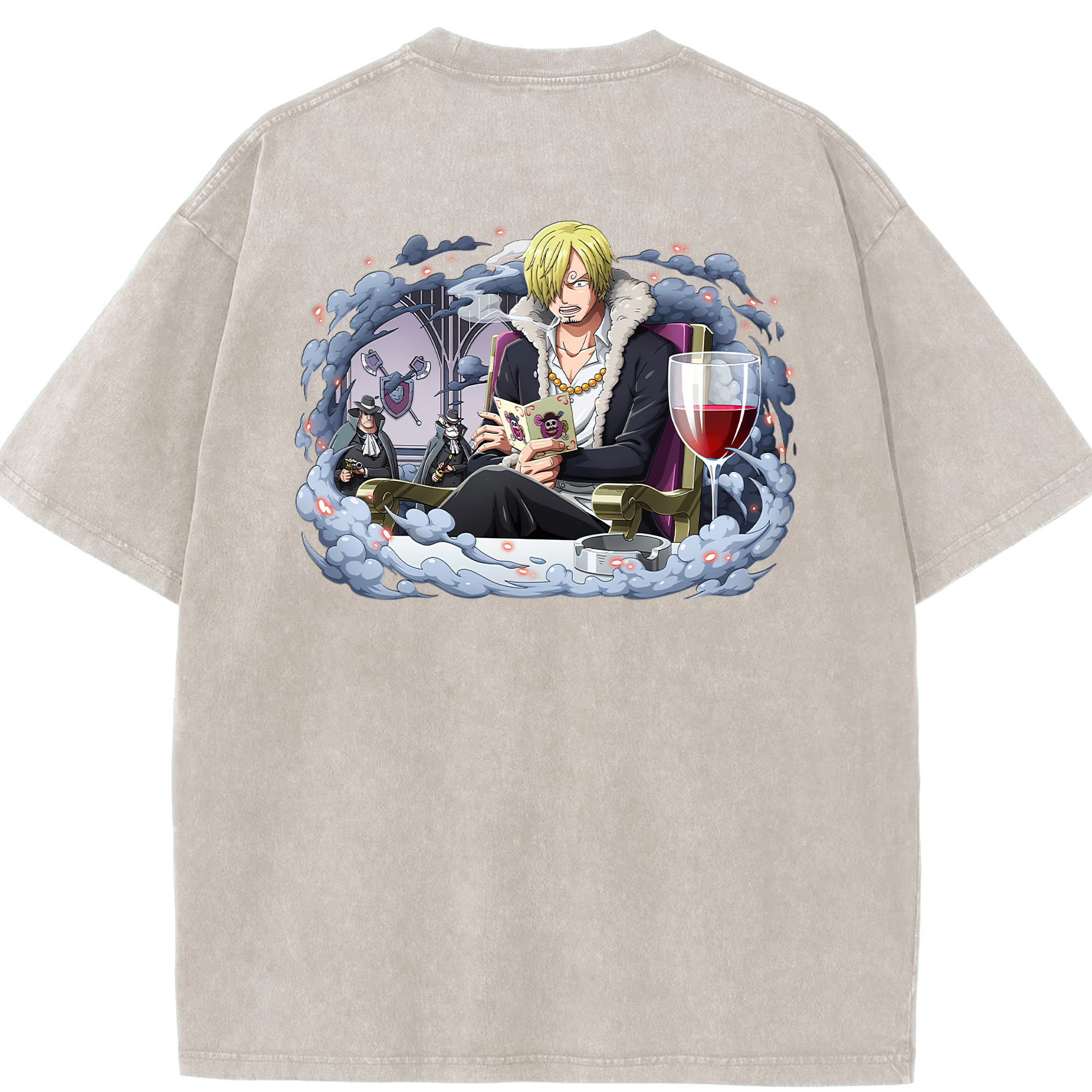 ワンピース サンジ ONE PIECE Sanji 綿100% ヴィンテージ風 半袖Tシャツ（背面プリント）