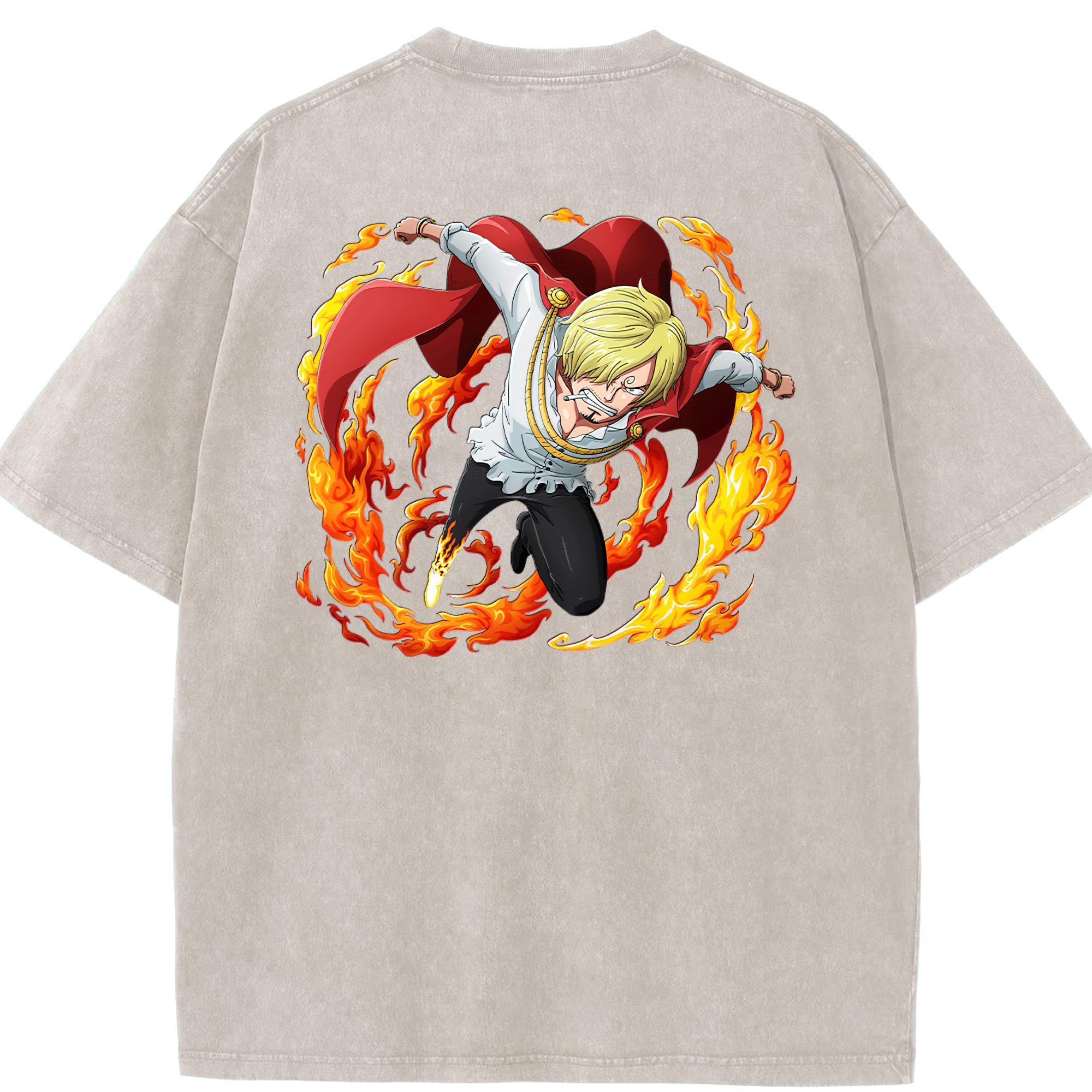 ワンピース サンジ ONE PIECE Sanji 綿100% ヴィンテージ風 半袖Tシャツ（背面プリント）